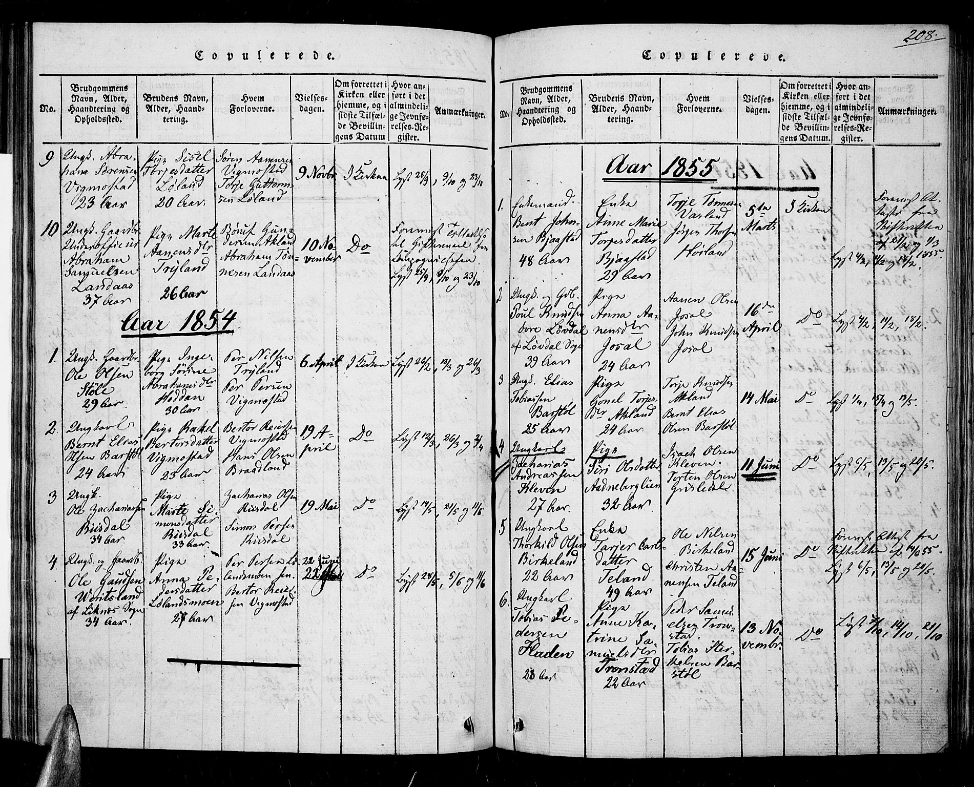 Nord-Audnedal sokneprestkontor, SAK/1111-0032/F/Fa/Fab/L0001: Parish register (official) no. A 1, 1816-1858, p. 208