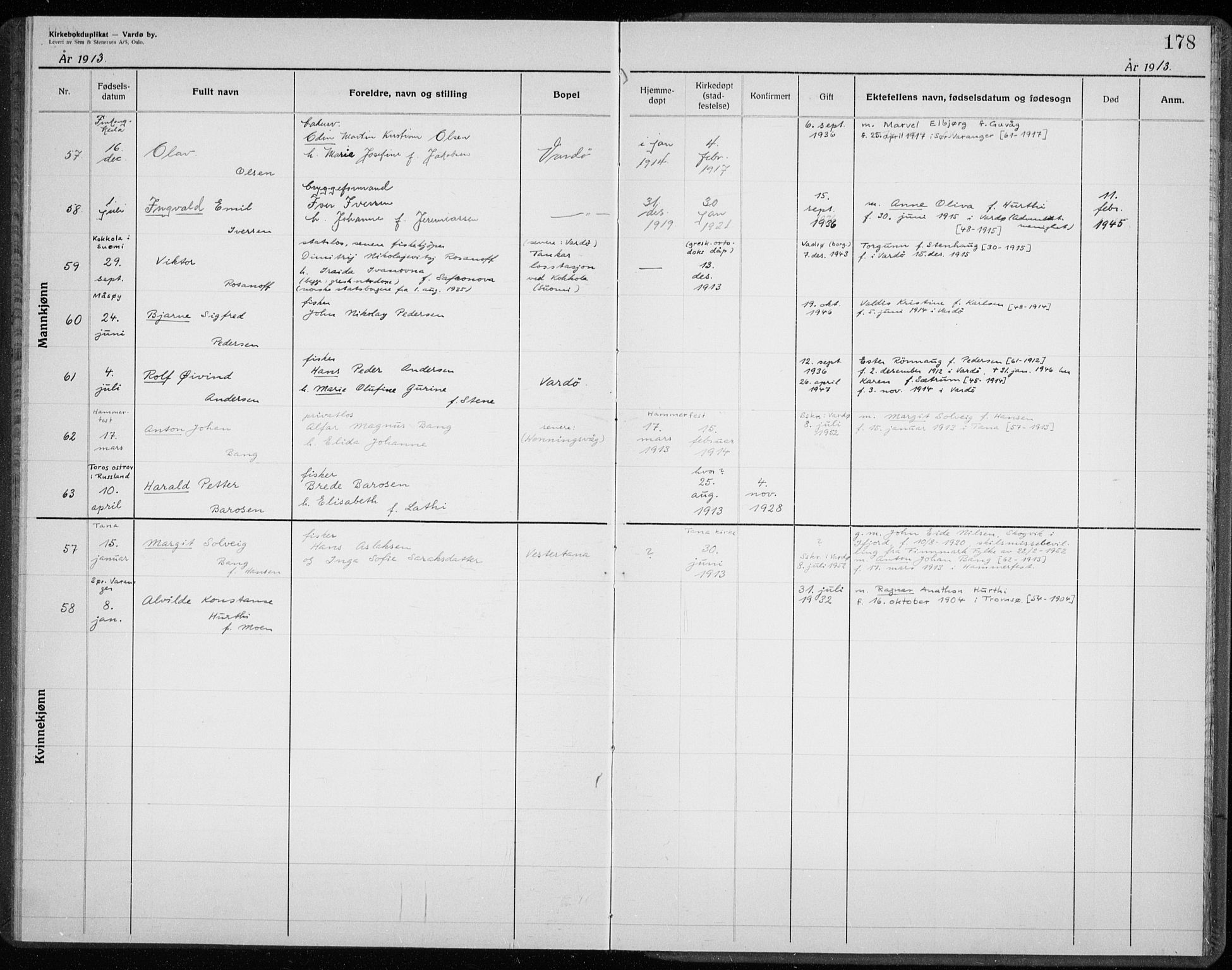 Vardø sokneprestkontor, AV/SATØ-S-1332/H/Hc/L0001kirkerekon: Other parish register no. 1, 1900-1914, p. 178
