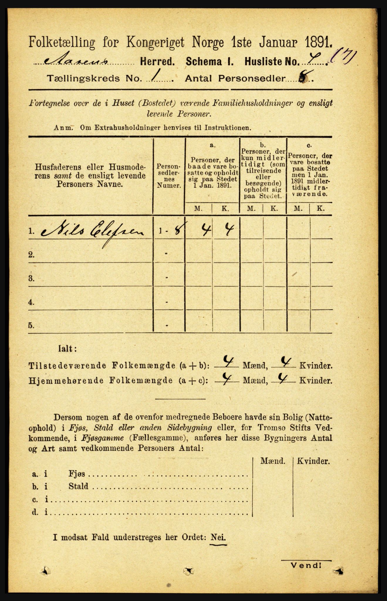 RA, 1891 census for 1716 Åsen, 1891, p. 23