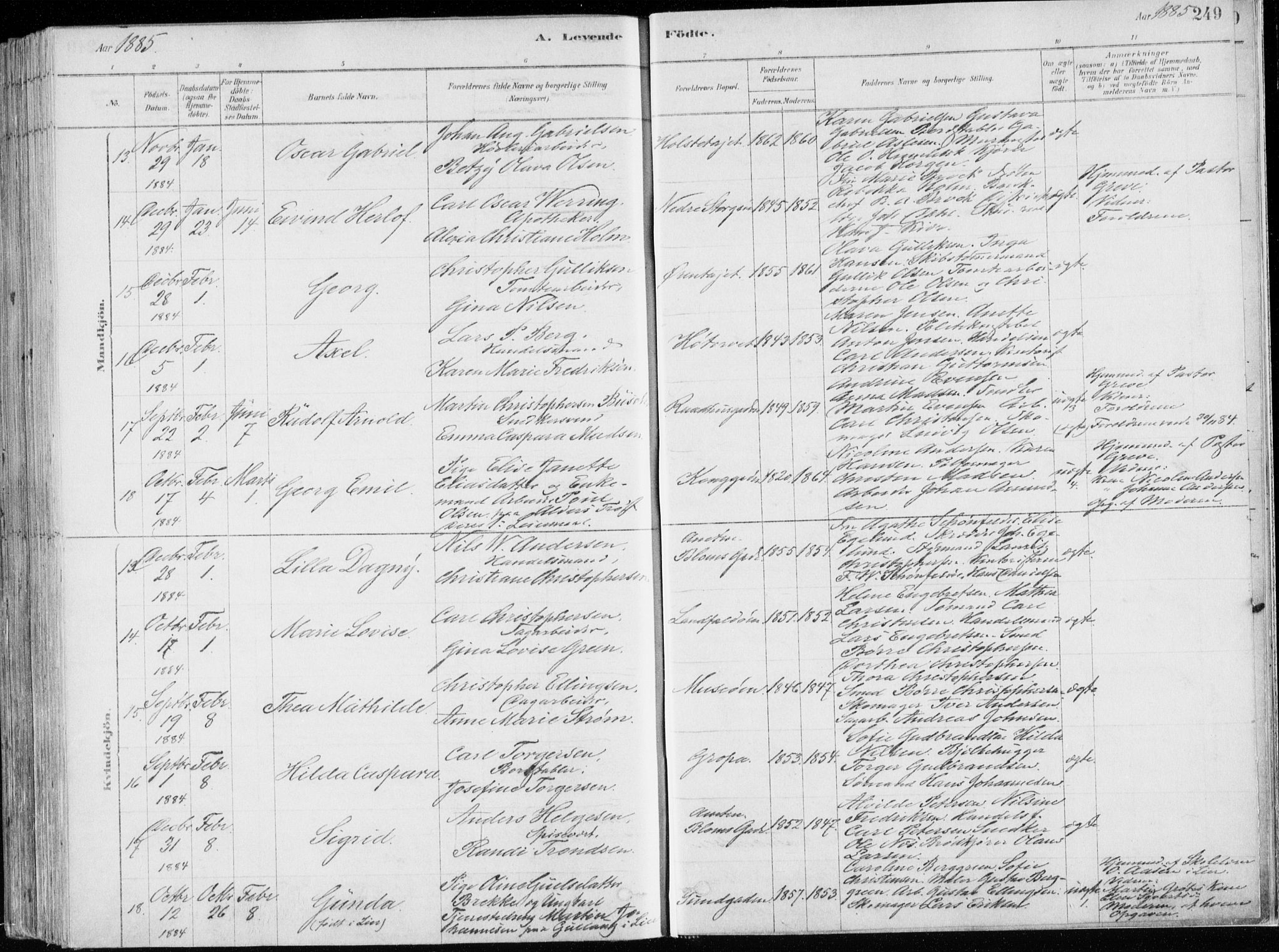 Bragernes kirkebøker, SAKO/A-6/F/Fb/L0006a: Parish register (official) no. II 6A, 1878-1885, p. 249