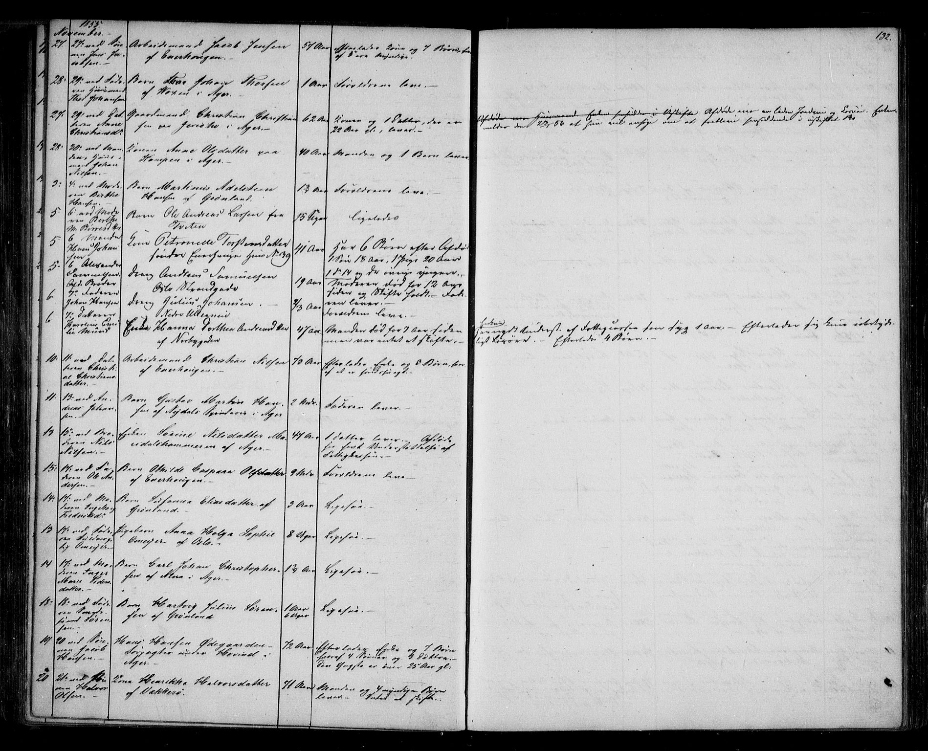 Aker sorenskriveri, AV/SAO-A-10895/H/Ha/Haa/L0003: Dødsanmeldelsesprotokoll, 1850-1864, p. 132