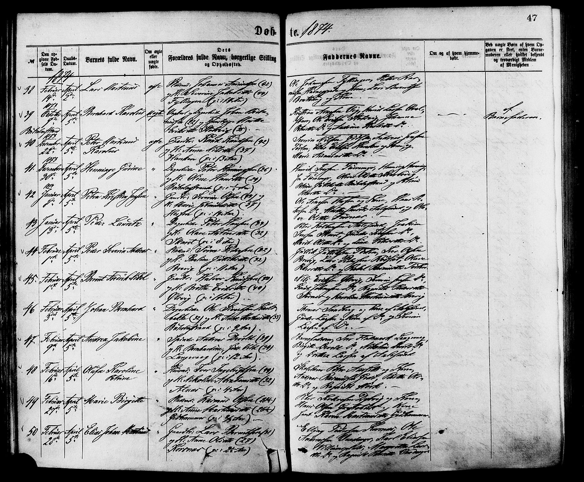 Ministerialprotokoller, klokkerbøker og fødselsregistre - Møre og Romsdal, AV/SAT-A-1454/528/L0400: Parish register (official) no. 528A11, 1871-1879, p. 47