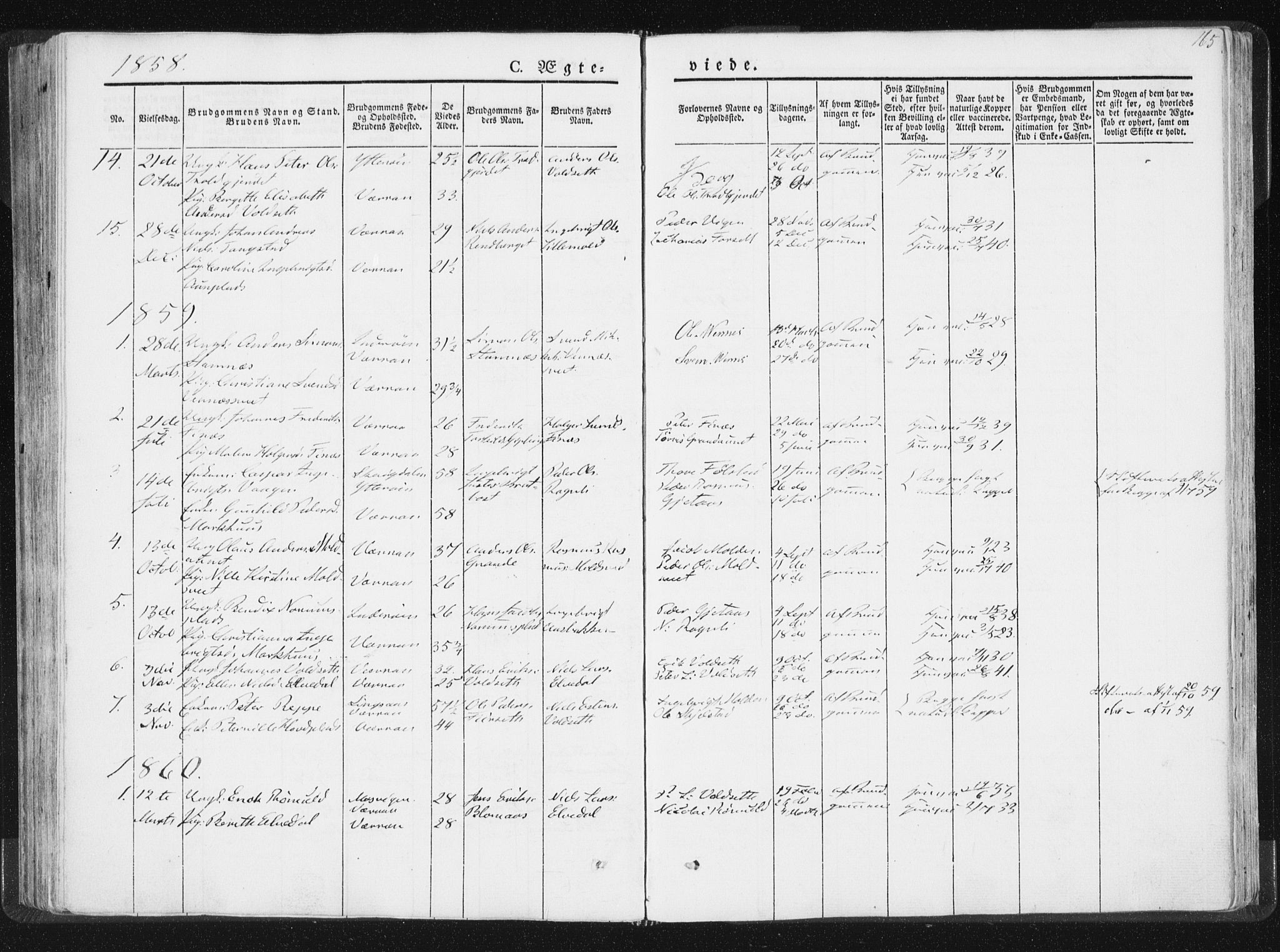 Ministerialprotokoller, klokkerbøker og fødselsregistre - Nord-Trøndelag, SAT/A-1458/744/L0418: Parish register (official) no. 744A02, 1843-1866, p. 165