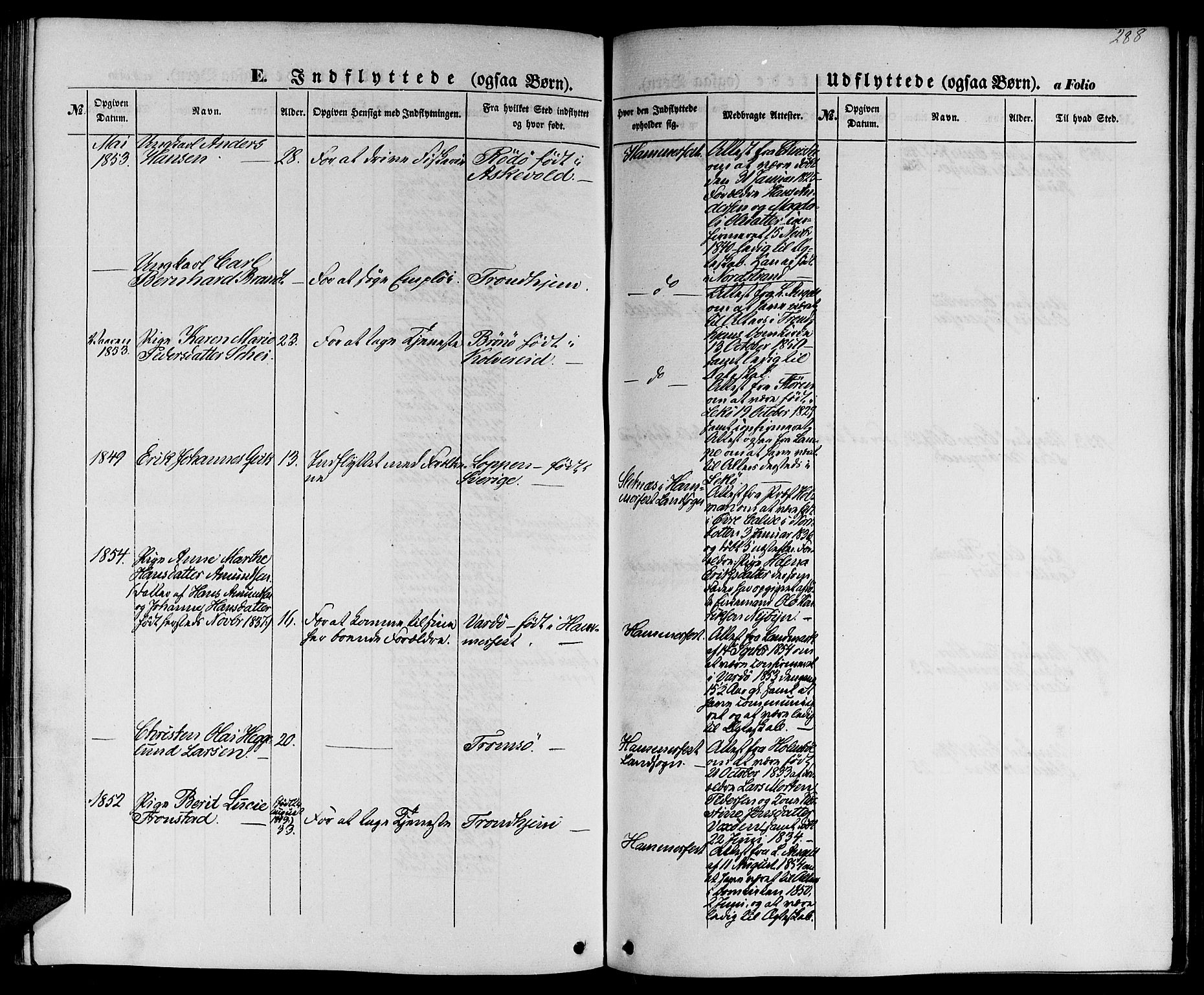 Hammerfest sokneprestkontor, SATØ/S-1347/H/Hb/L0002.klokk: Parish register (copy) no. 2, 1851-1861, p. 288