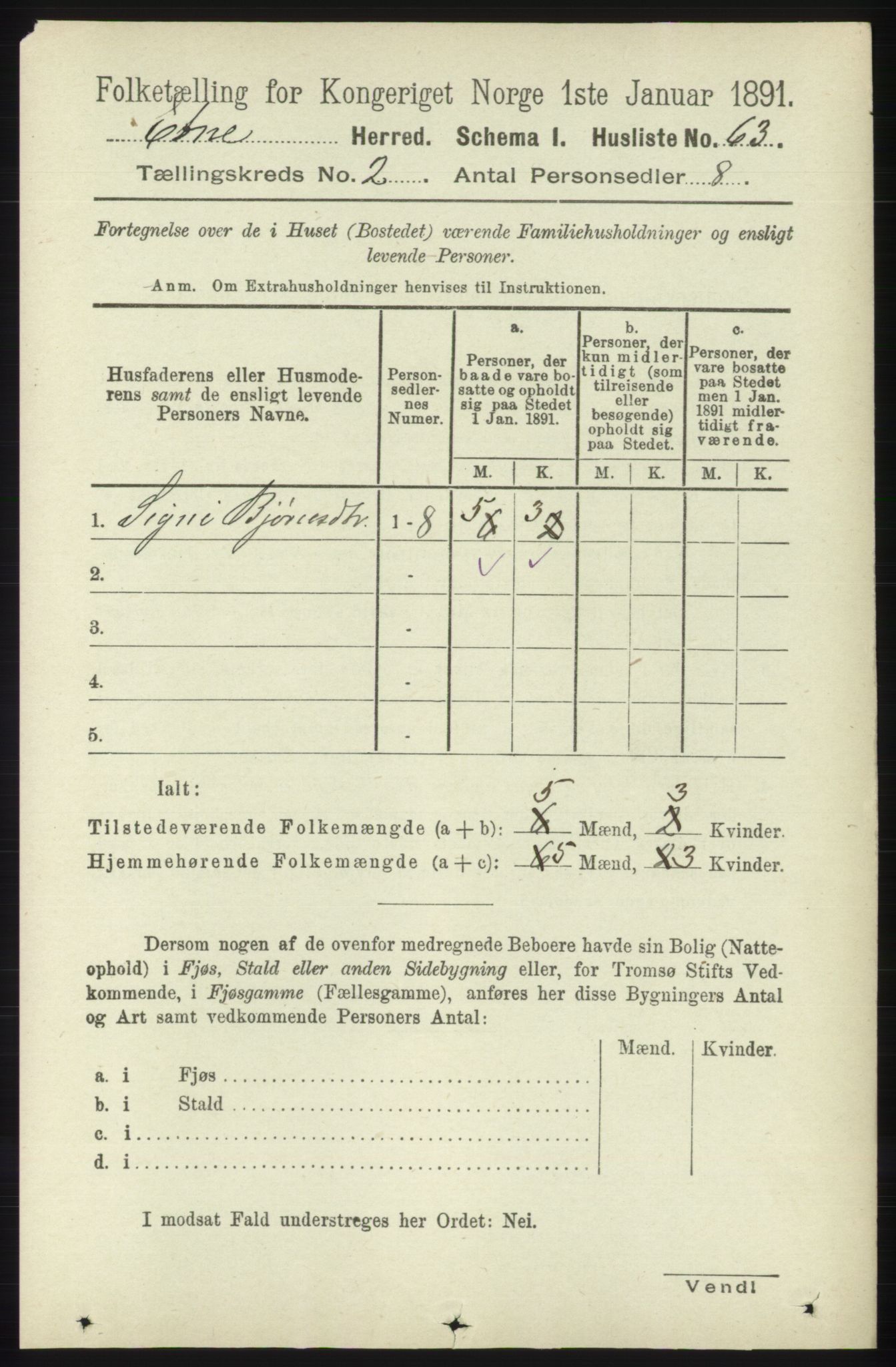 RA, 1891 census for 1211 Etne, 1891, p. 324