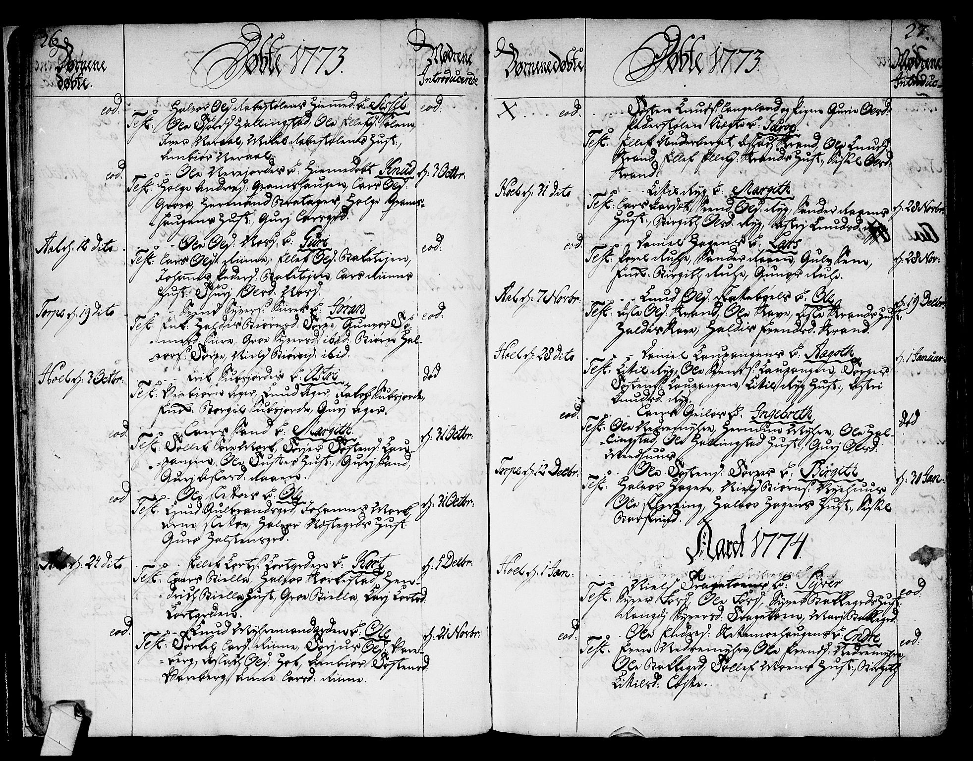 Ål kirkebøker, AV/SAKO-A-249/F/Fa/L0002: Parish register (official) no. I 2, 1771-1806, p. 26-27