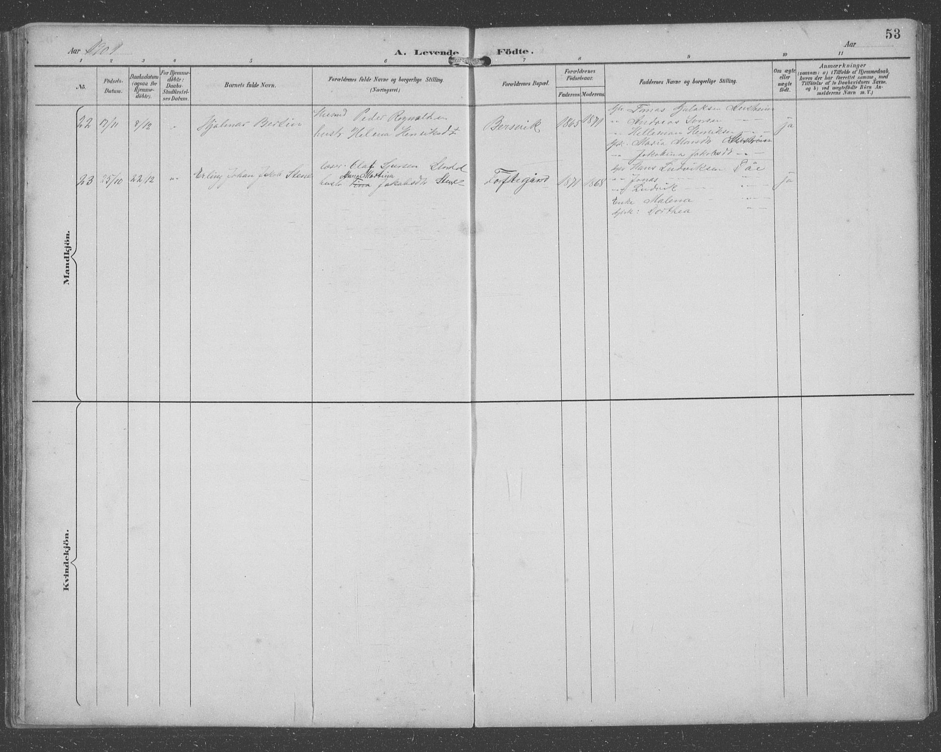 Lindås Sokneprestembete, AV/SAB-A-76701/H/Hab/Habc/L0004: Parish register (copy) no. C 4, 1894-1910, p. 53