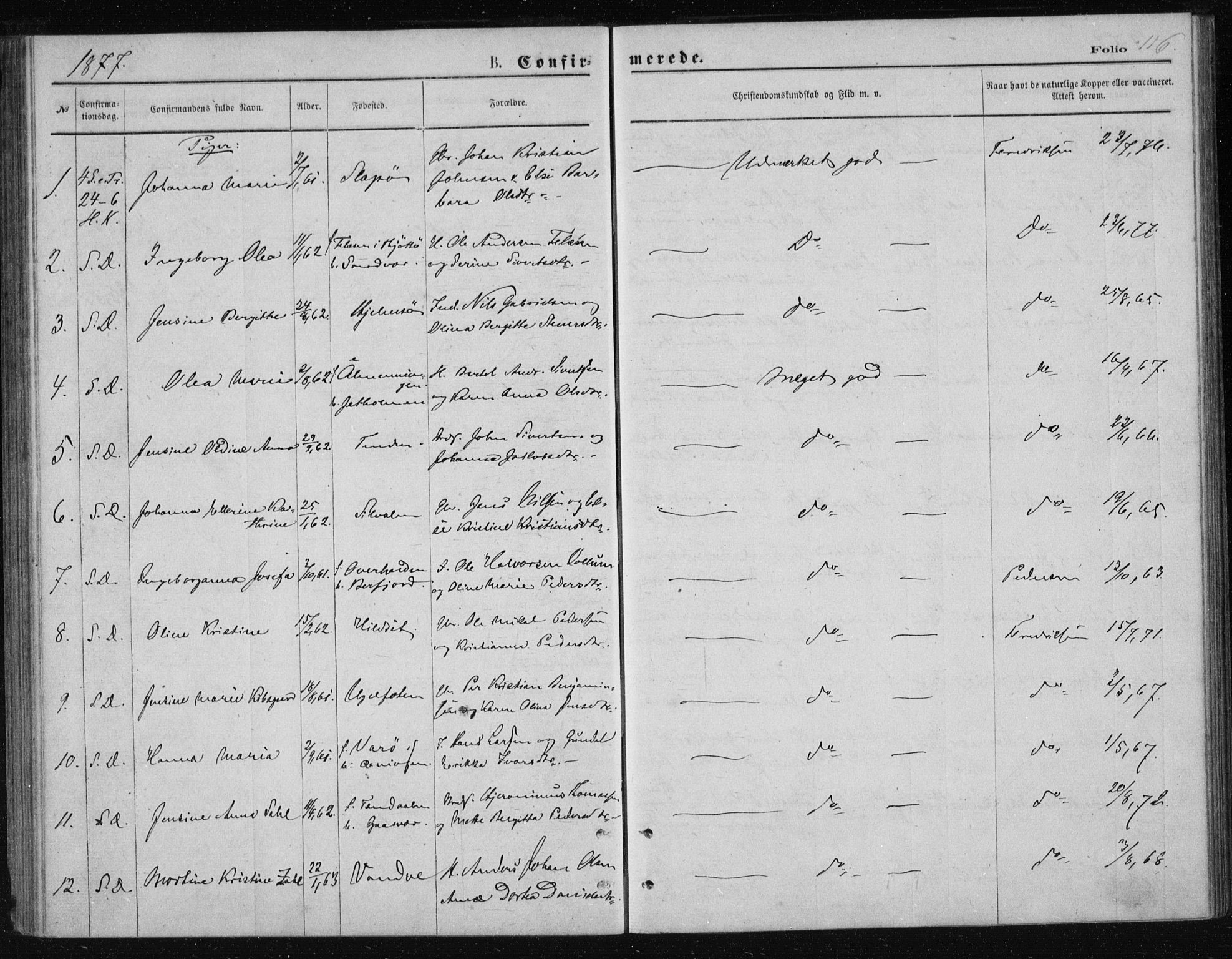 Ministerialprotokoller, klokkerbøker og fødselsregistre - Nordland, AV/SAT-A-1459/834/L0506: Parish register (official) no. 834A04, 1872-1878, p. 116