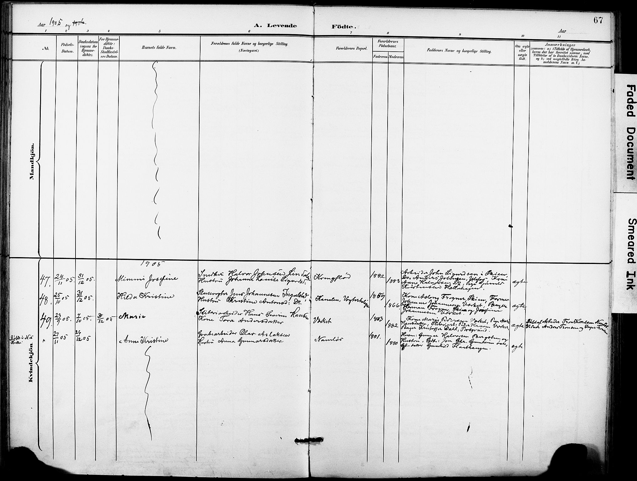 Holla kirkebøker, AV/SAKO-A-272/F/Fa/L0010: Parish register (official) no. 10, 1897-1907, p. 67