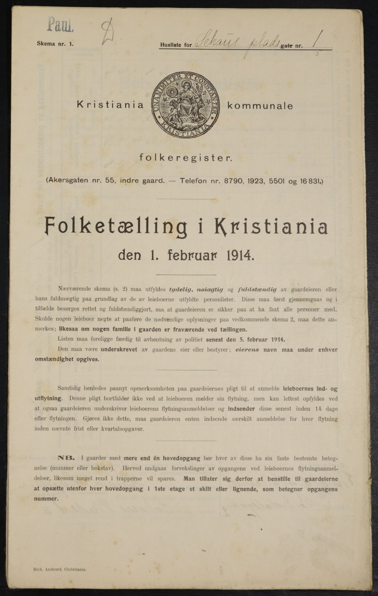 OBA, Municipal Census 1914 for Kristiania, 1914, p. 90073