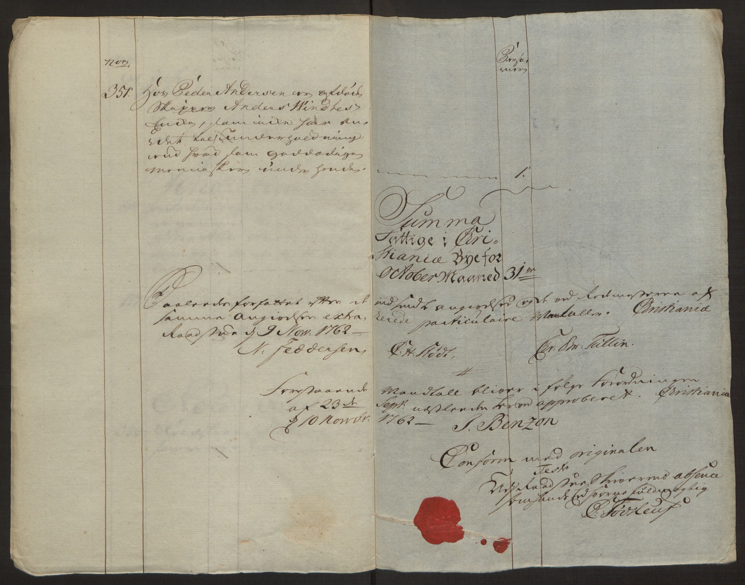 Rentekammeret inntil 1814, Reviderte regnskaper, Byregnskaper, AV/RA-EA-4066/R/Re/L0071/0001: [E13] Kontribusjonsregnskap / Ekstraskatt, 1762, p. 209