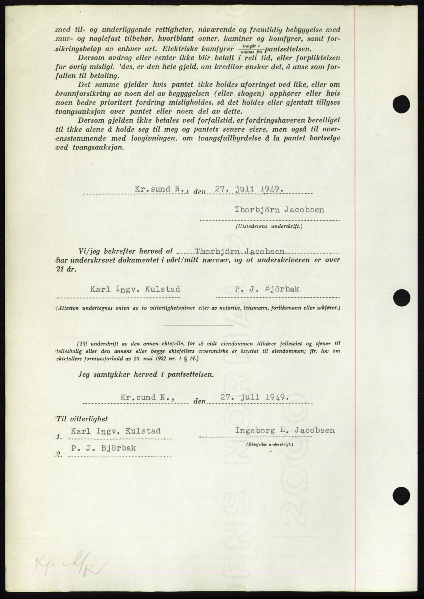 Nordmøre sorenskriveri, AV/SAT-A-4132/1/2/2Ca: Mortgage book no. B102, 1949-1949, Diary no: : 2155/1949