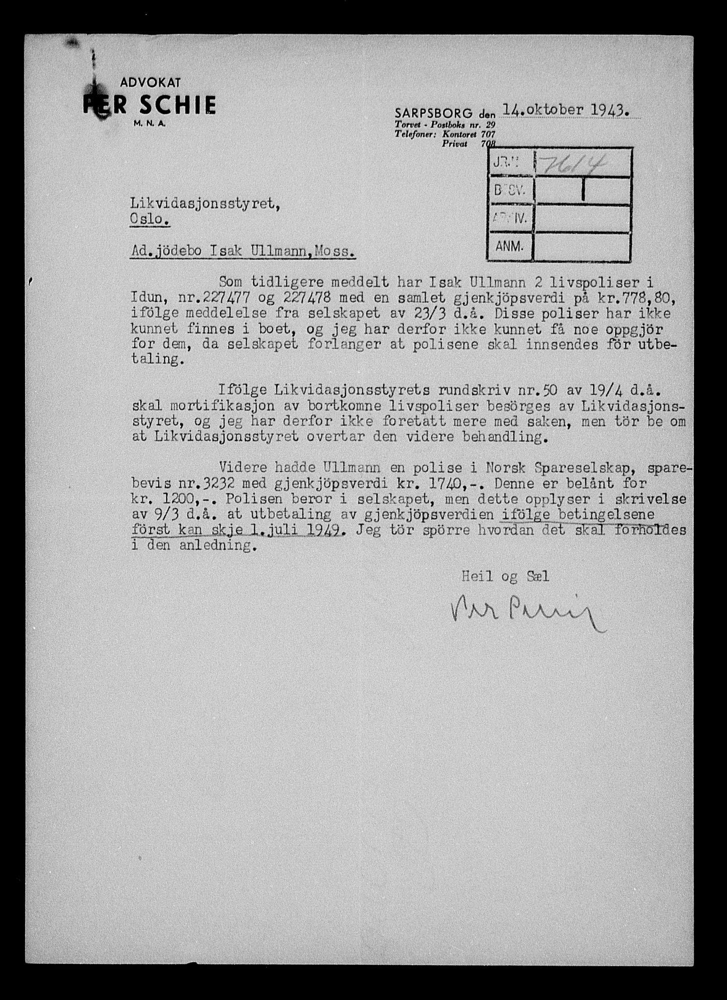 Justisdepartementet, Tilbakeføringskontoret for inndratte formuer, AV/RA-S-1564/H/Hc/Hcd/L1008: --, 1945-1947, p. 558