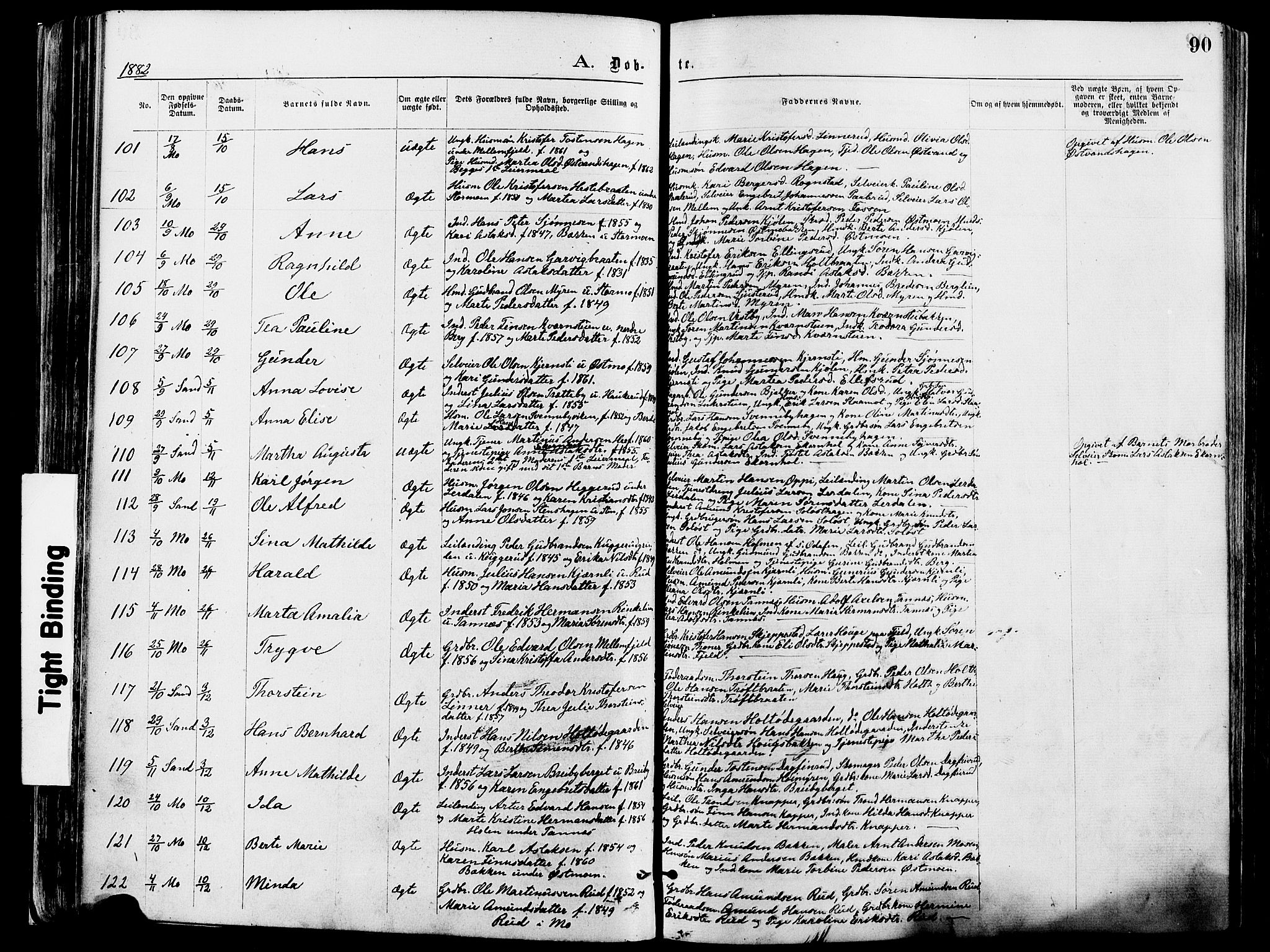 Nord-Odal prestekontor, AV/SAH-PREST-032/H/Ha/Haa/L0005: Parish register (official) no. 5, 1874-1885, p. 90