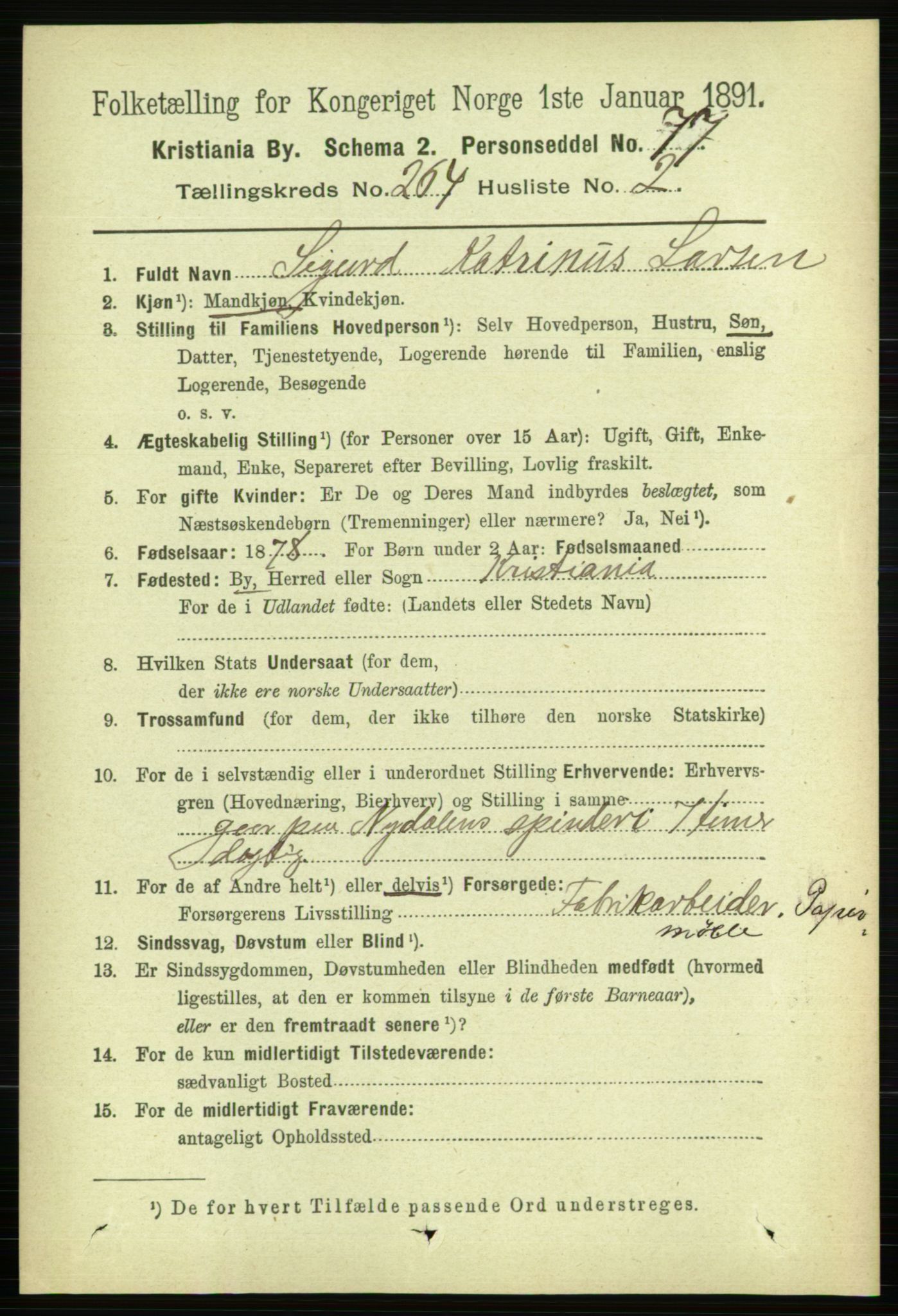 RA, 1891 census for 0301 Kristiania, 1891, p. 160440