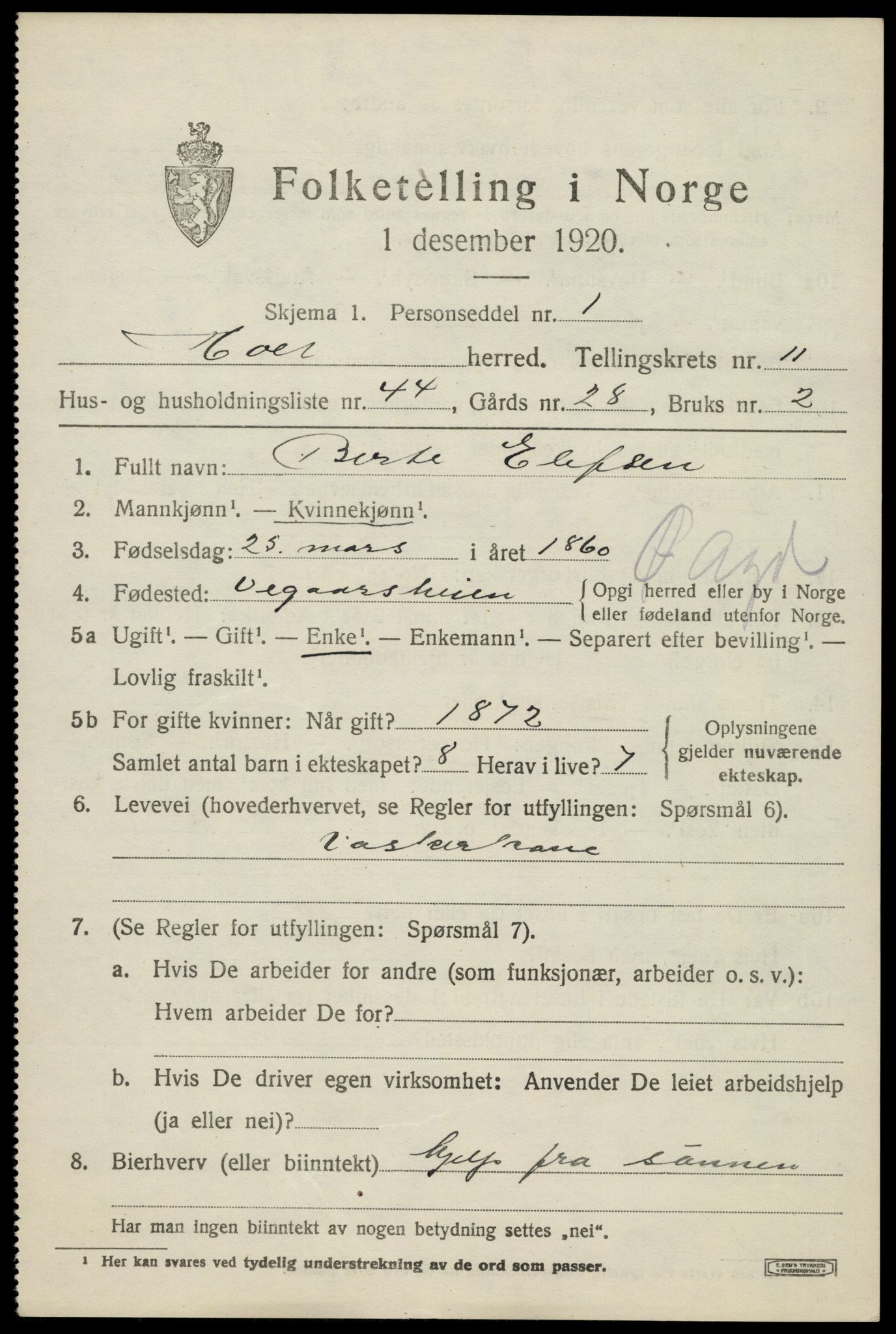 SAK, 1920 census for Holt, 1920, p. 6608