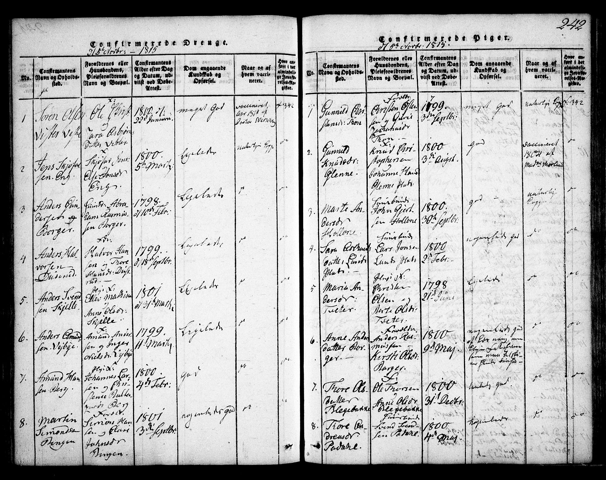 Skiptvet prestekontor Kirkebøker, SAO/A-20009/F/Fa/L0005: Parish register (official) no. 5, 1814-1838, p. 242
