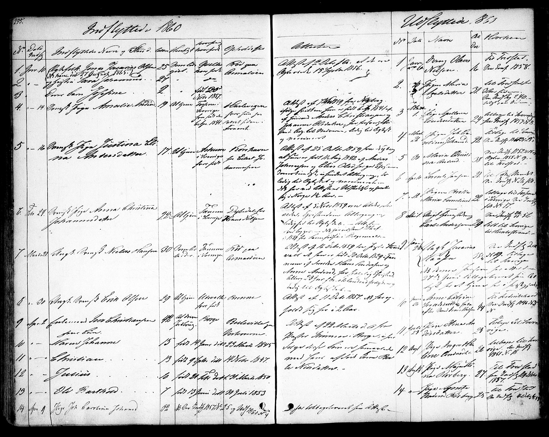 Hvaler prestekontor Kirkebøker, SAO/A-2001/F/Fa/L0006: Parish register (official) no. I 6, 1846-1863, p. 295