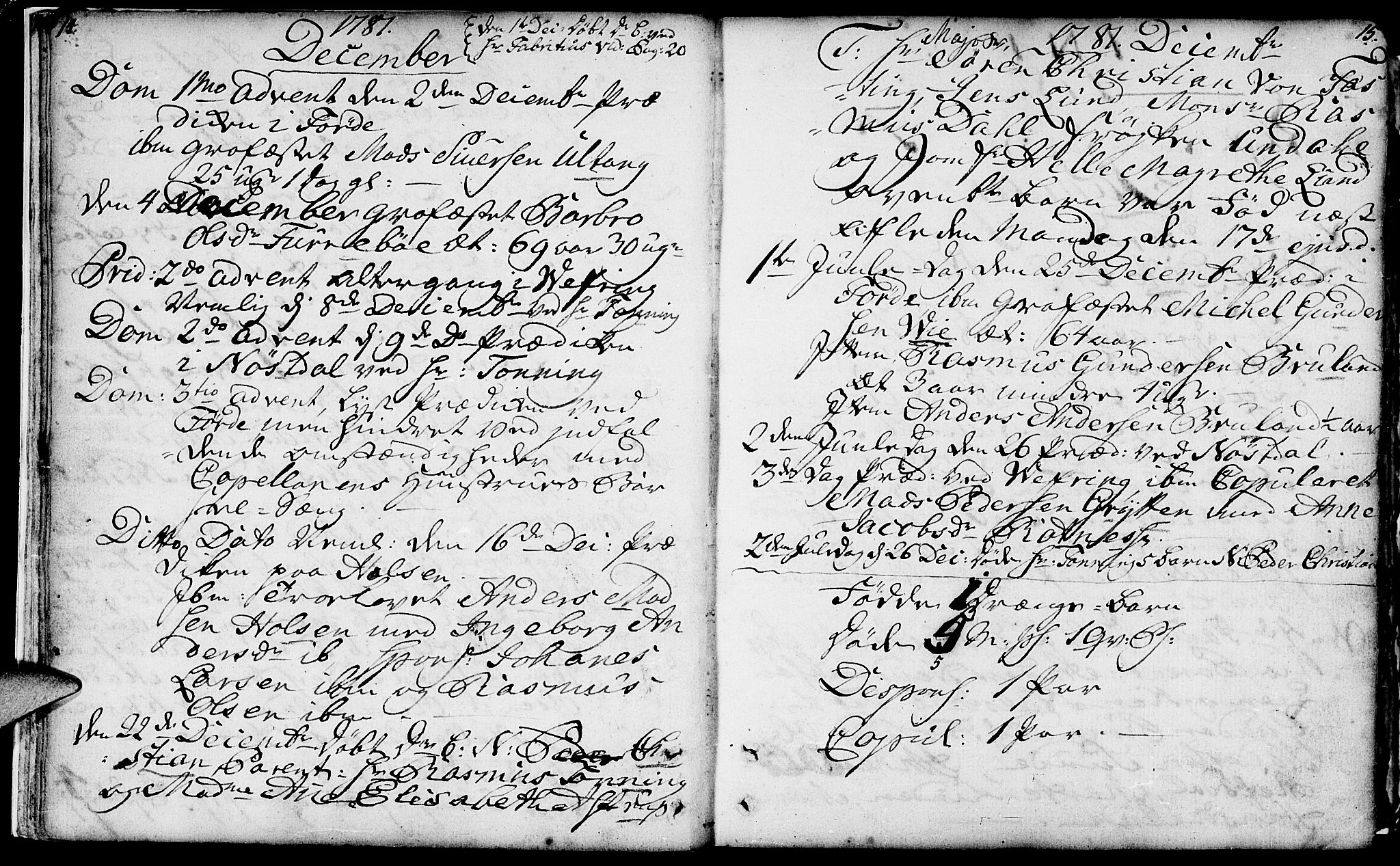 Førde sokneprestembete, AV/SAB-A-79901/H/Haa/Haaa/L0004: Parish register (official) no. A 4, 1781-1803, p. 14-15