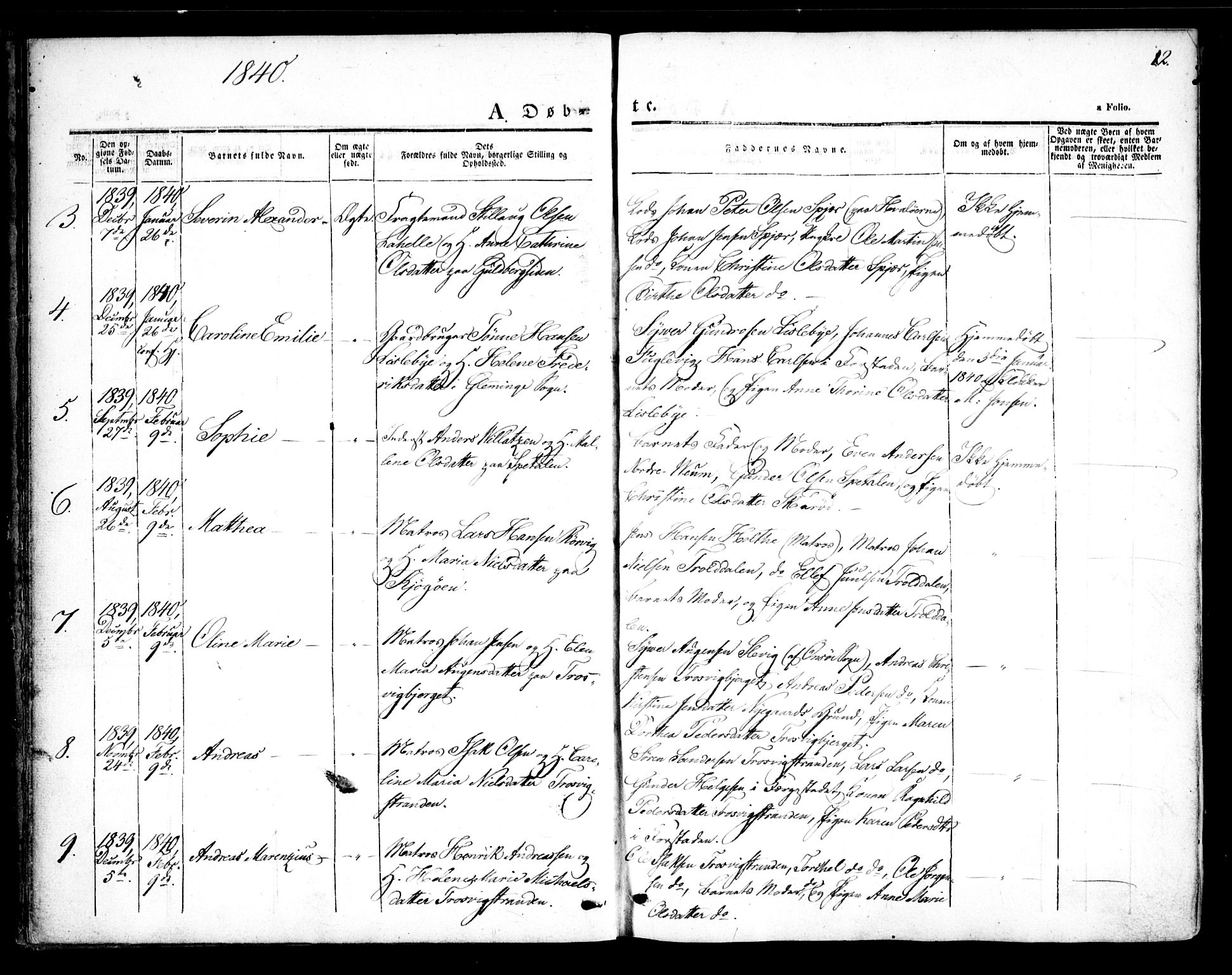 Glemmen prestekontor Kirkebøker, AV/SAO-A-10908/F/Fa/L0005: Parish register (official) no. 5, 1838-1852, p. 12