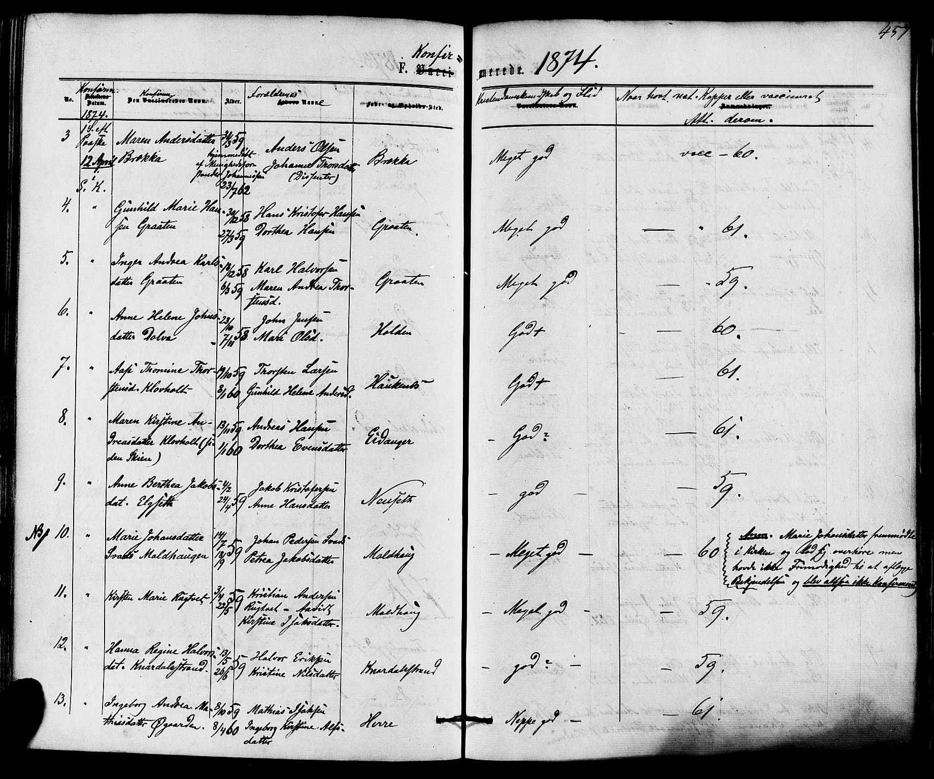 Solum kirkebøker, AV/SAKO-A-306/F/Fa/L0008: Parish register (official) no. I 8, 1865-1876, p. 457