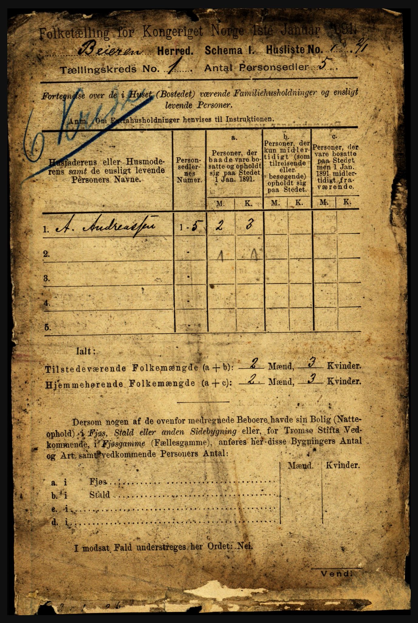 RA, 1891 census for 1839 Beiarn, 1891, p. 20