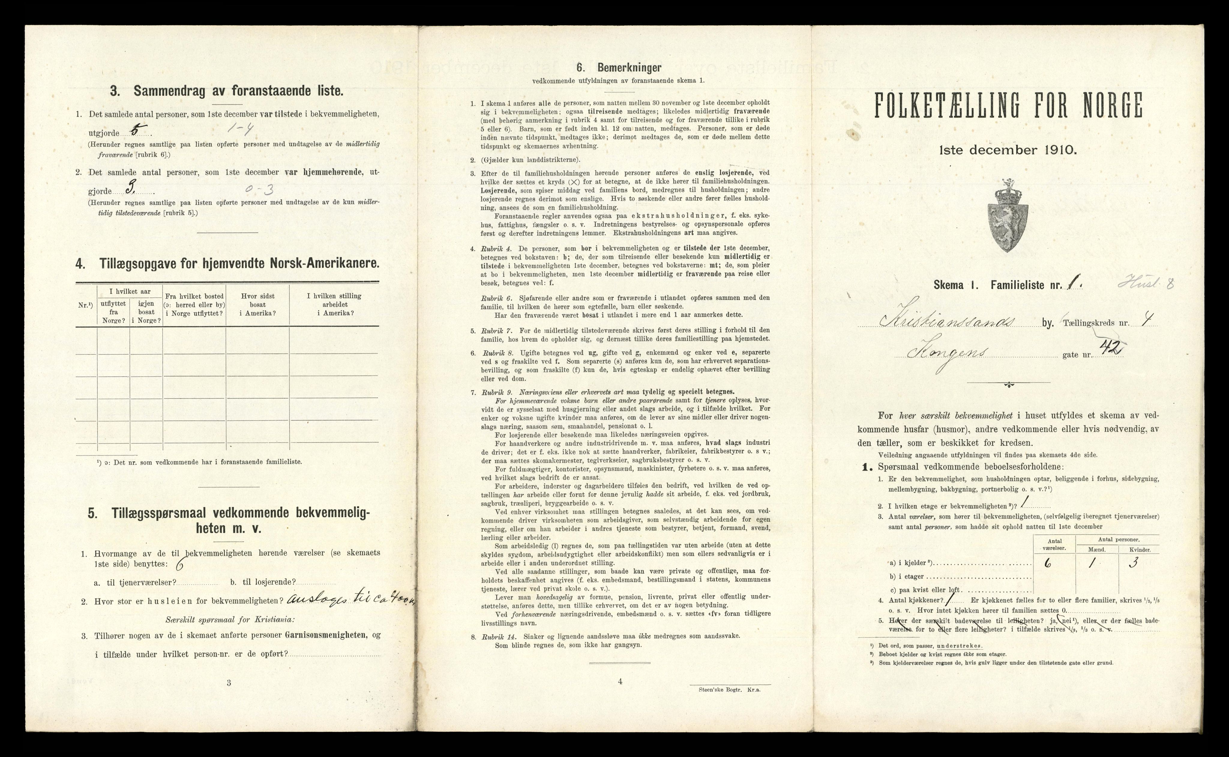 RA, 1910 census for Kristiansand, 1910, p. 800