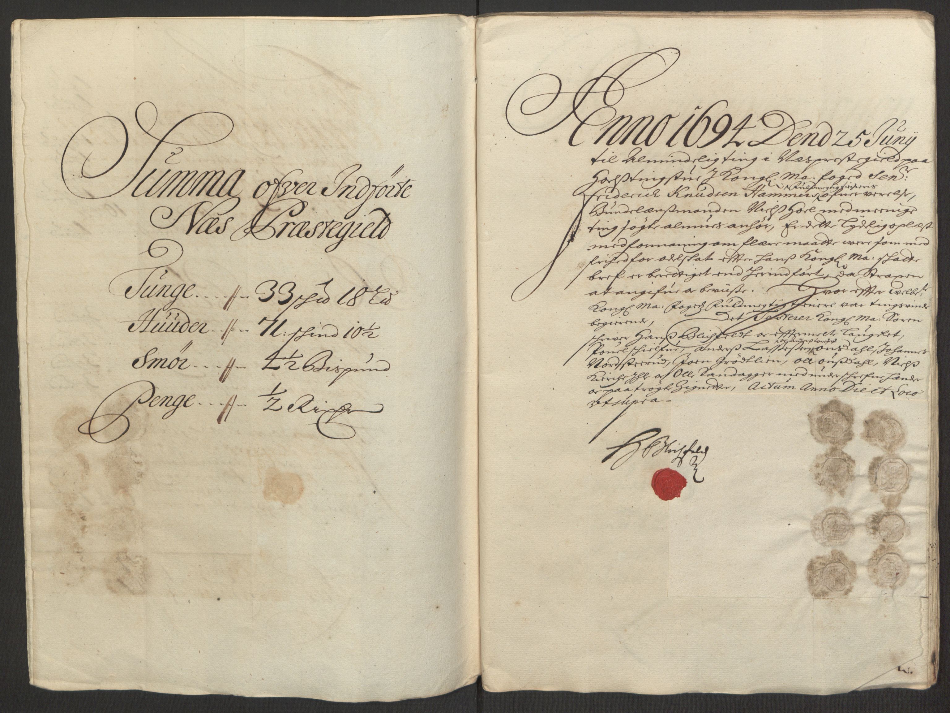 Rentekammeret inntil 1814, Reviderte regnskaper, Fogderegnskap, AV/RA-EA-4092/R16/L1035: Fogderegnskap Hedmark, 1694, p. 148