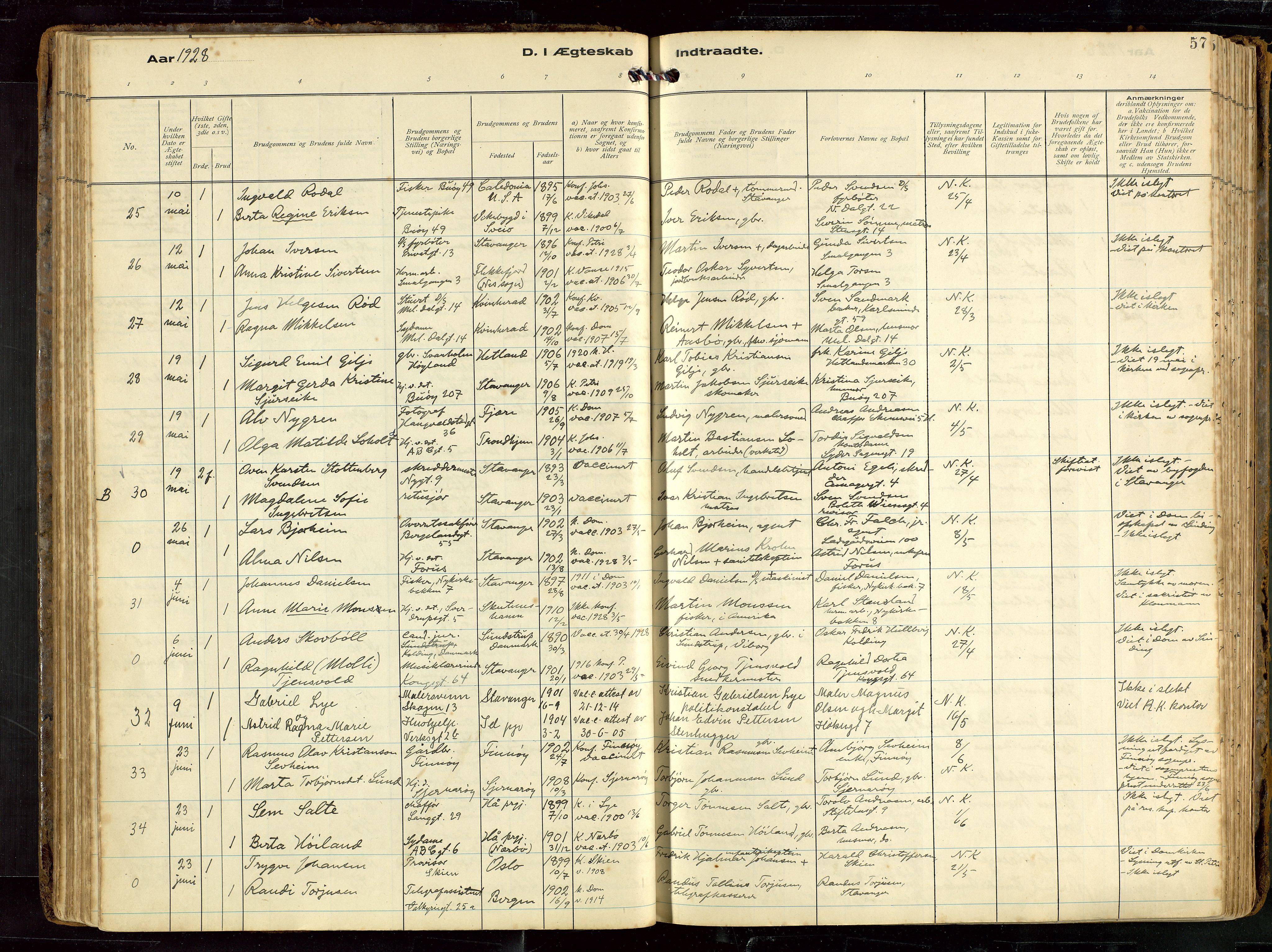 St. Petri sokneprestkontor, AV/SAST-A-101813/002/D/L0002: Parish register (official) no. A 27, 1921-1942, p. 57