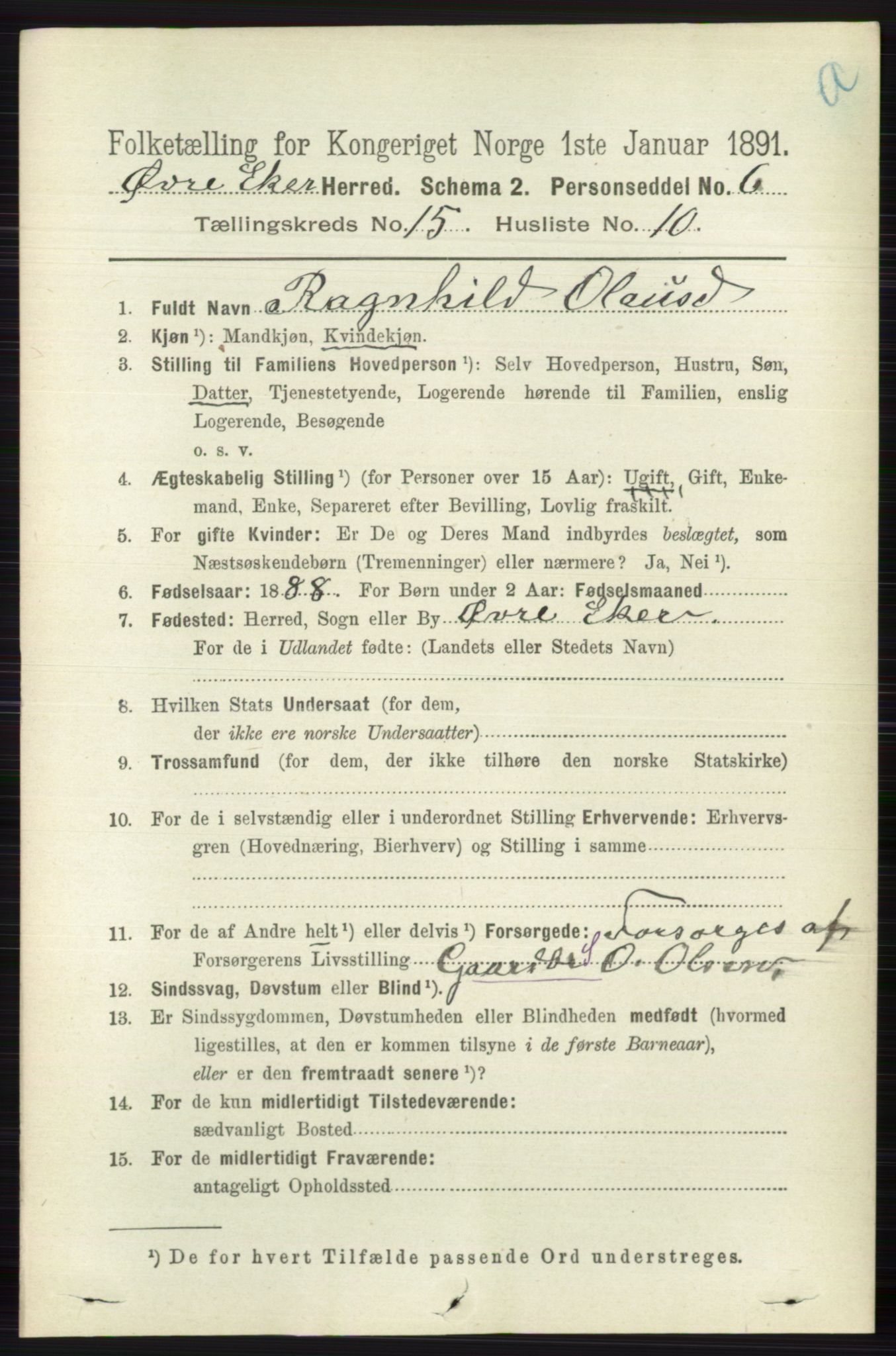 RA, 1891 census for 0624 Øvre Eiker, 1891, p. 7111