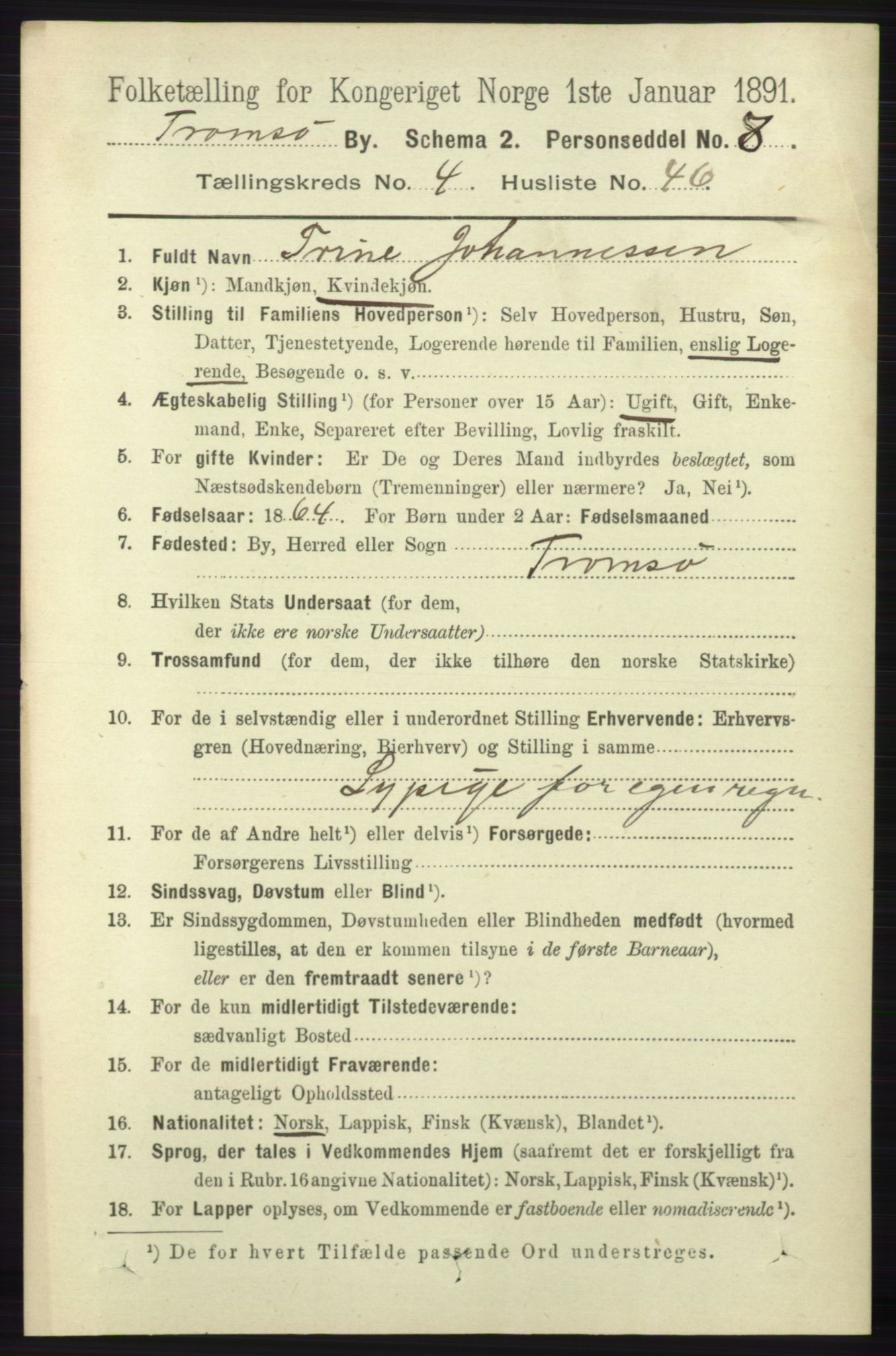 RA, 1891 census for 1902 Tromsø, 1891, p. 4729