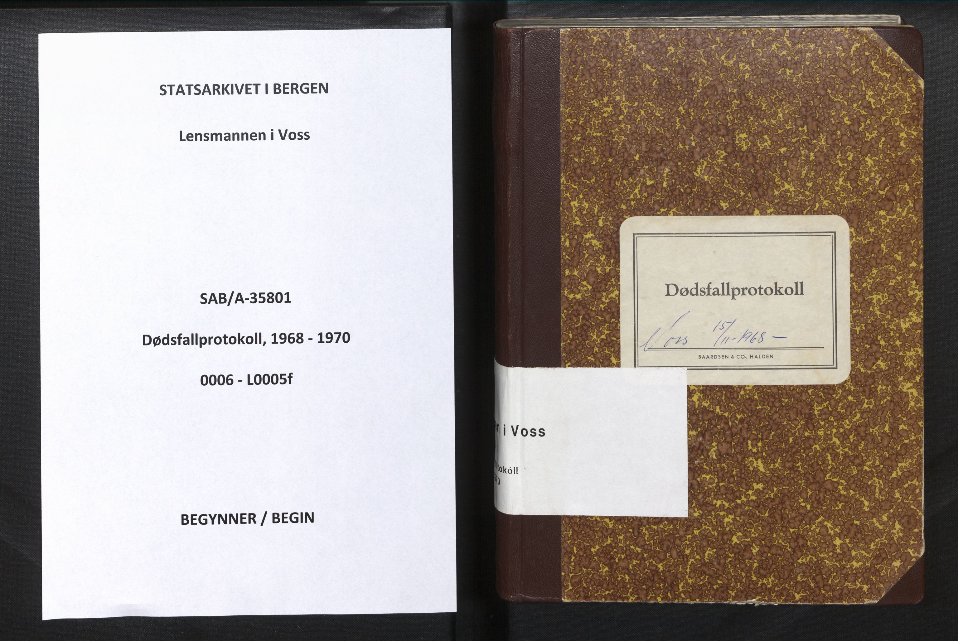 Lensmannen i Voss, SAB/A-35801/0006/L0005f: Dødsfallprotokoll, 1968-1970