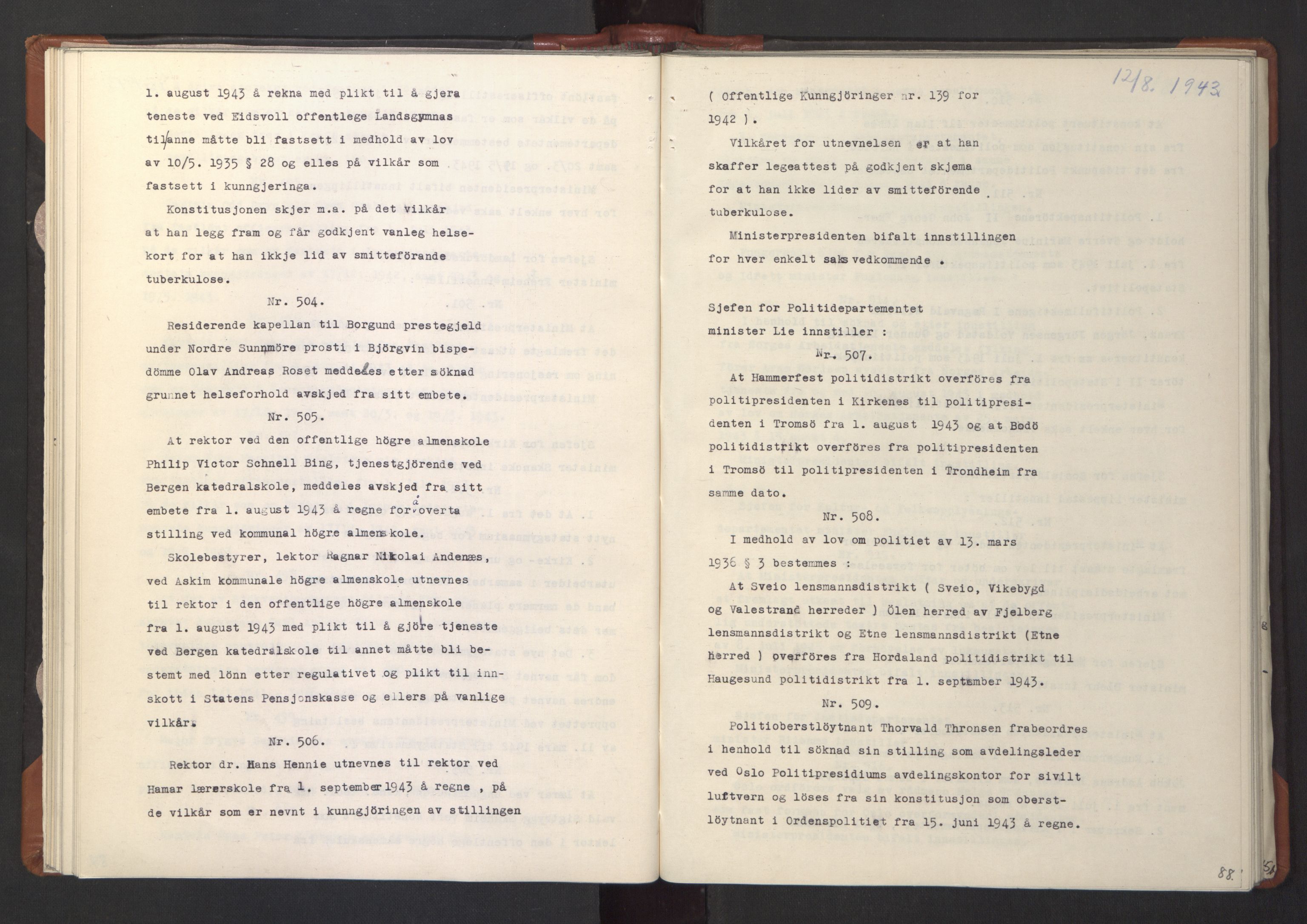 NS-administrasjonen 1940-1945 (Statsrådsekretariatet, de kommisariske statsråder mm), AV/RA-S-4279/D/Da/L0003: Vedtak (Beslutninger) nr. 1-746 og tillegg nr. 1-47 (RA. j.nr. 1394/1944, tilgangsnr. 8/1944, 1943, p. 90