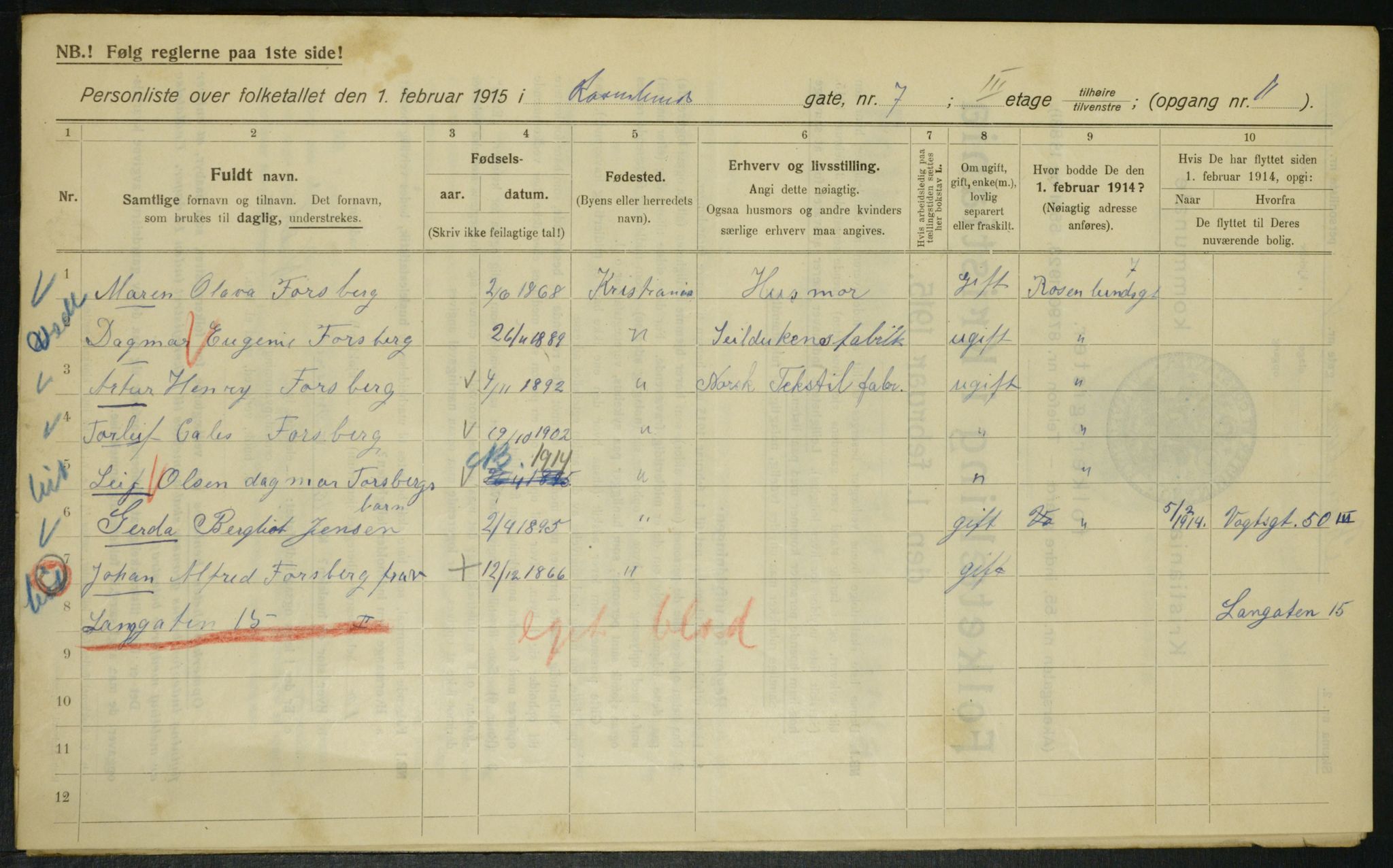 OBA, Municipal Census 1915 for Kristiania, 1915, p. 83728