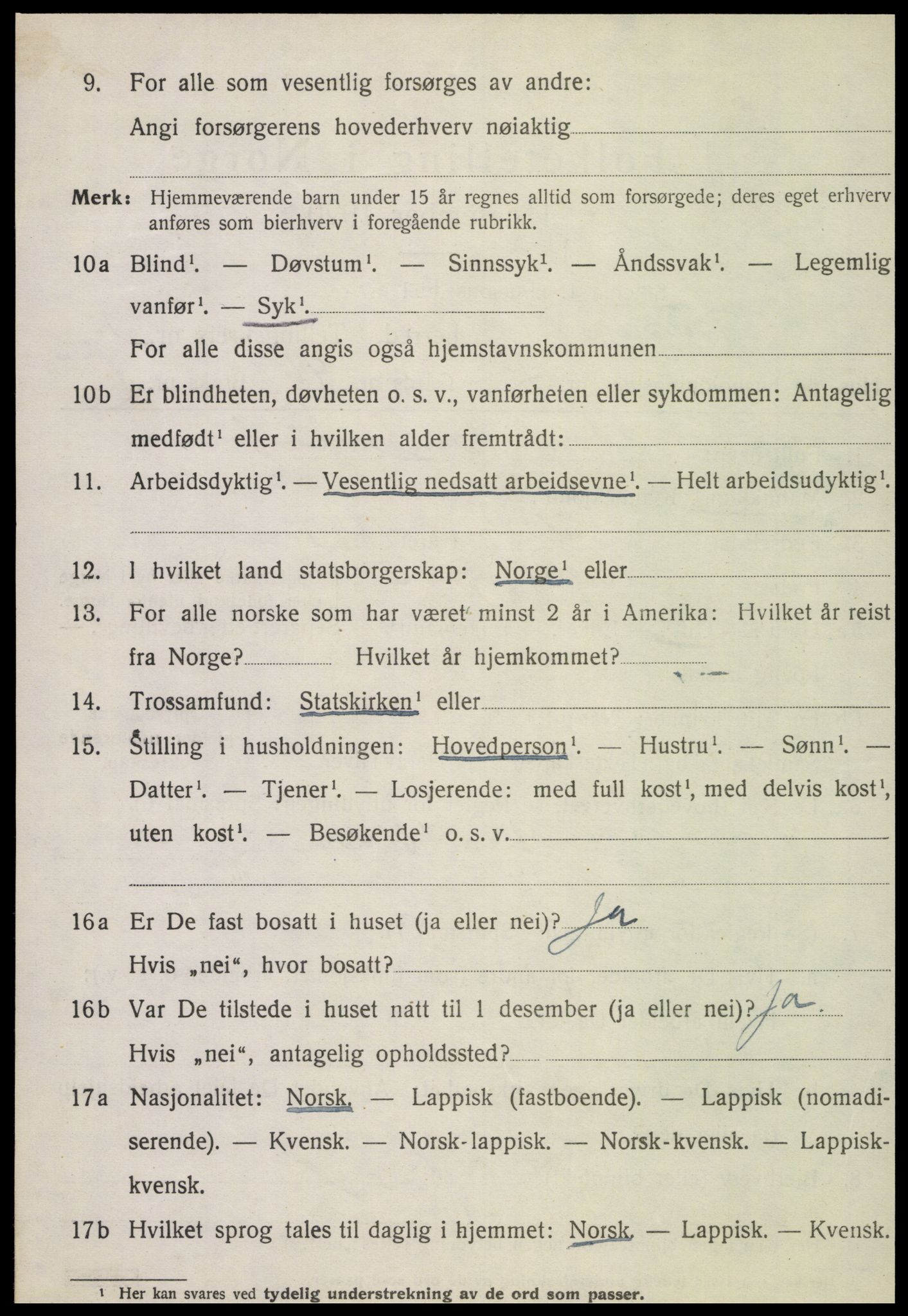 SAT, 1920 census for Vikna, 1920, p. 6450