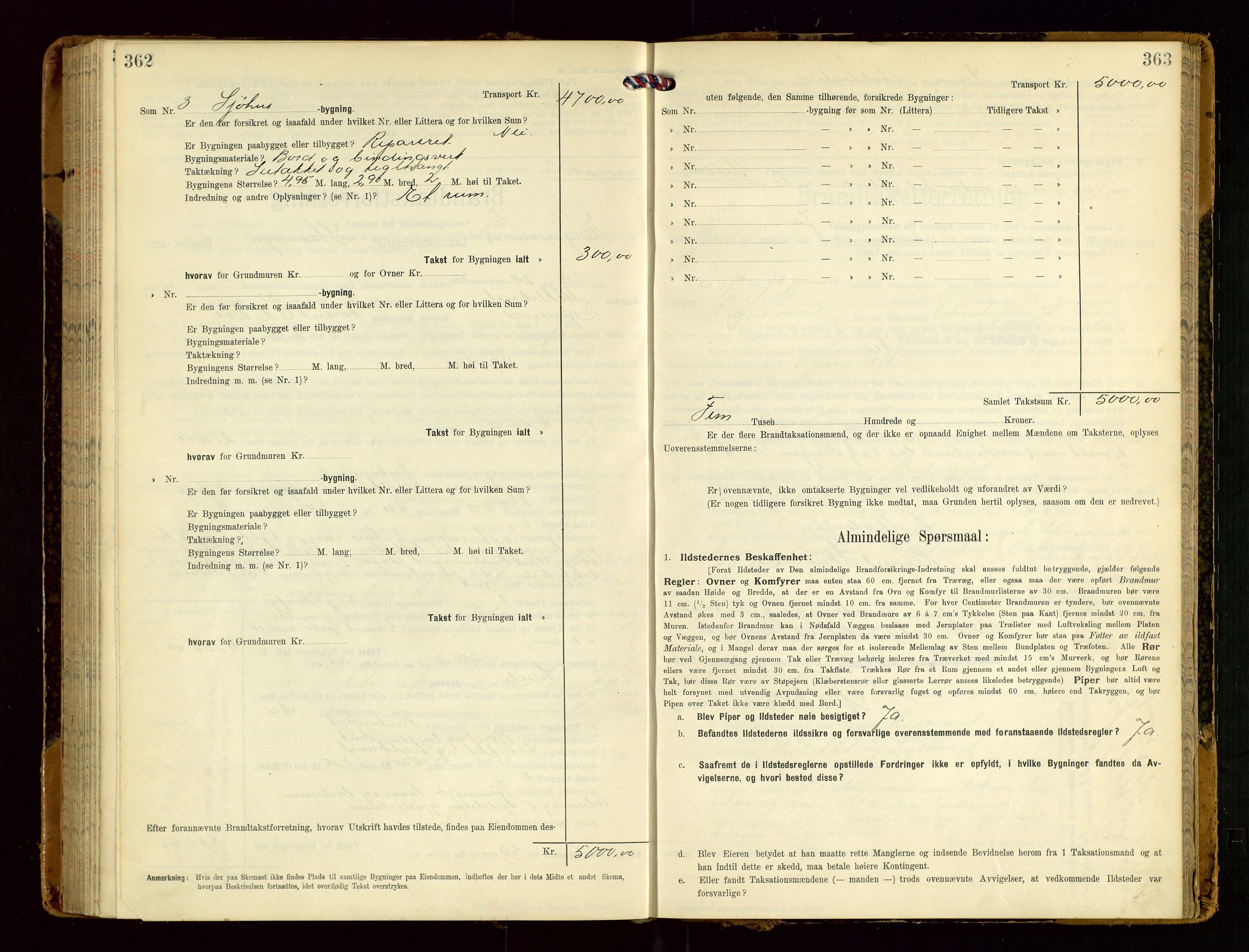 Eigersund lensmannskontor, AV/SAST-A-100171/Gob/L0002: "Brandtakstprotokol", 1910-1916, p. 362-363