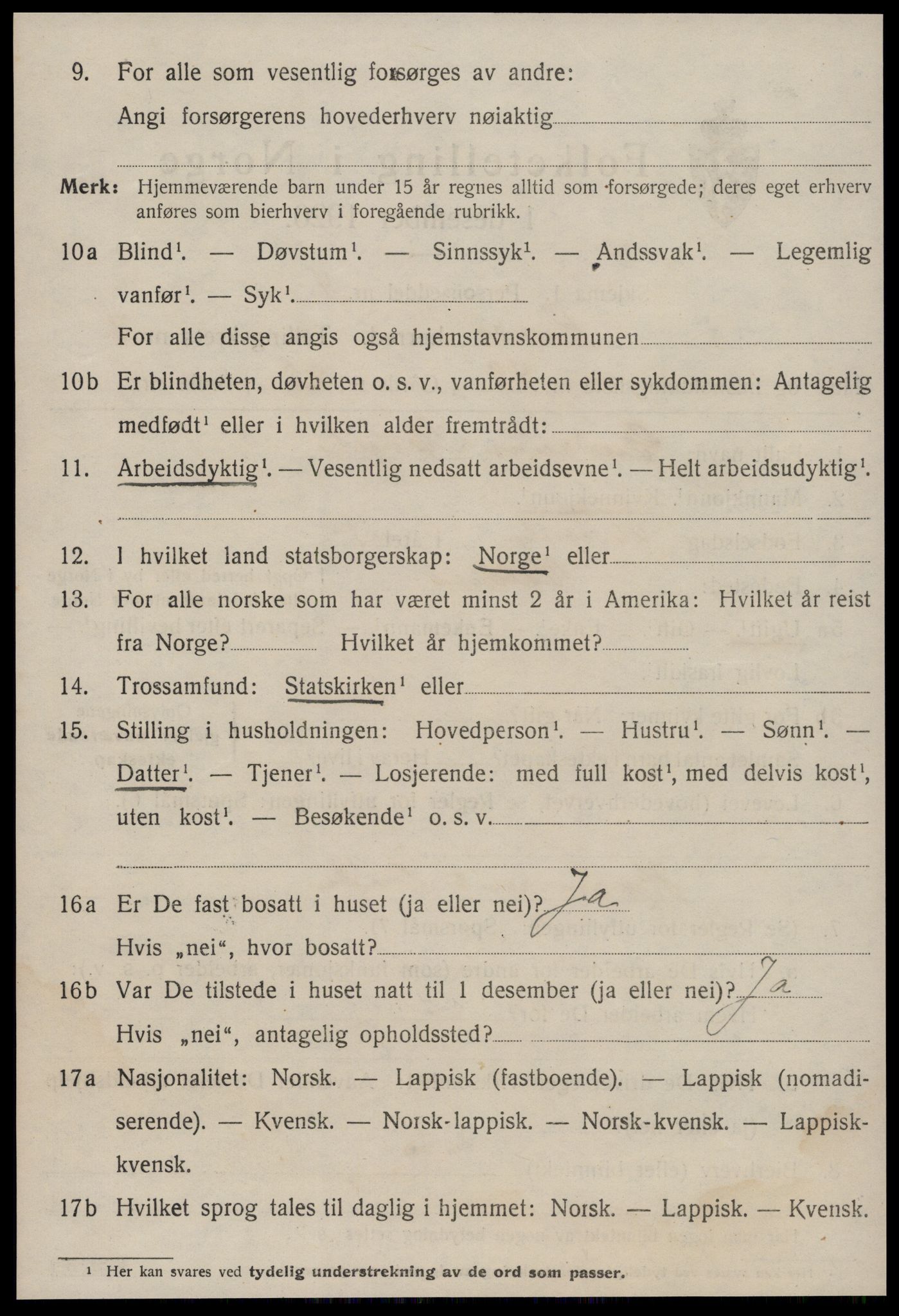 SAT, 1920 census for Røros, 1920, p. 4509