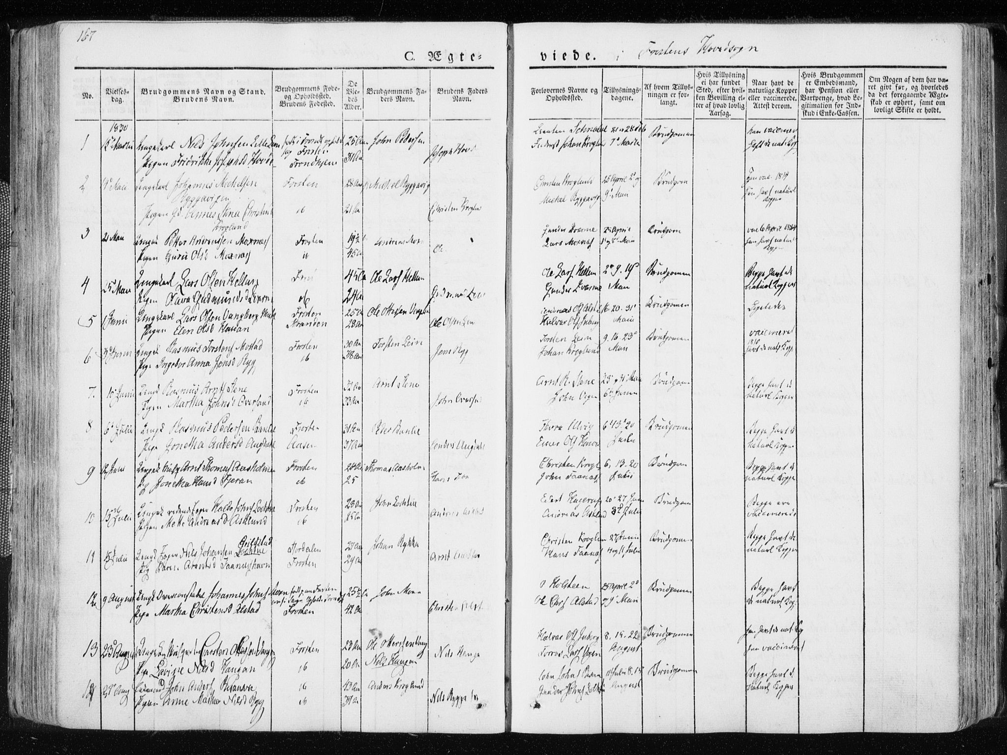 Ministerialprotokoller, klokkerbøker og fødselsregistre - Nord-Trøndelag, SAT/A-1458/713/L0114: Parish register (official) no. 713A05, 1827-1839, p. 167
