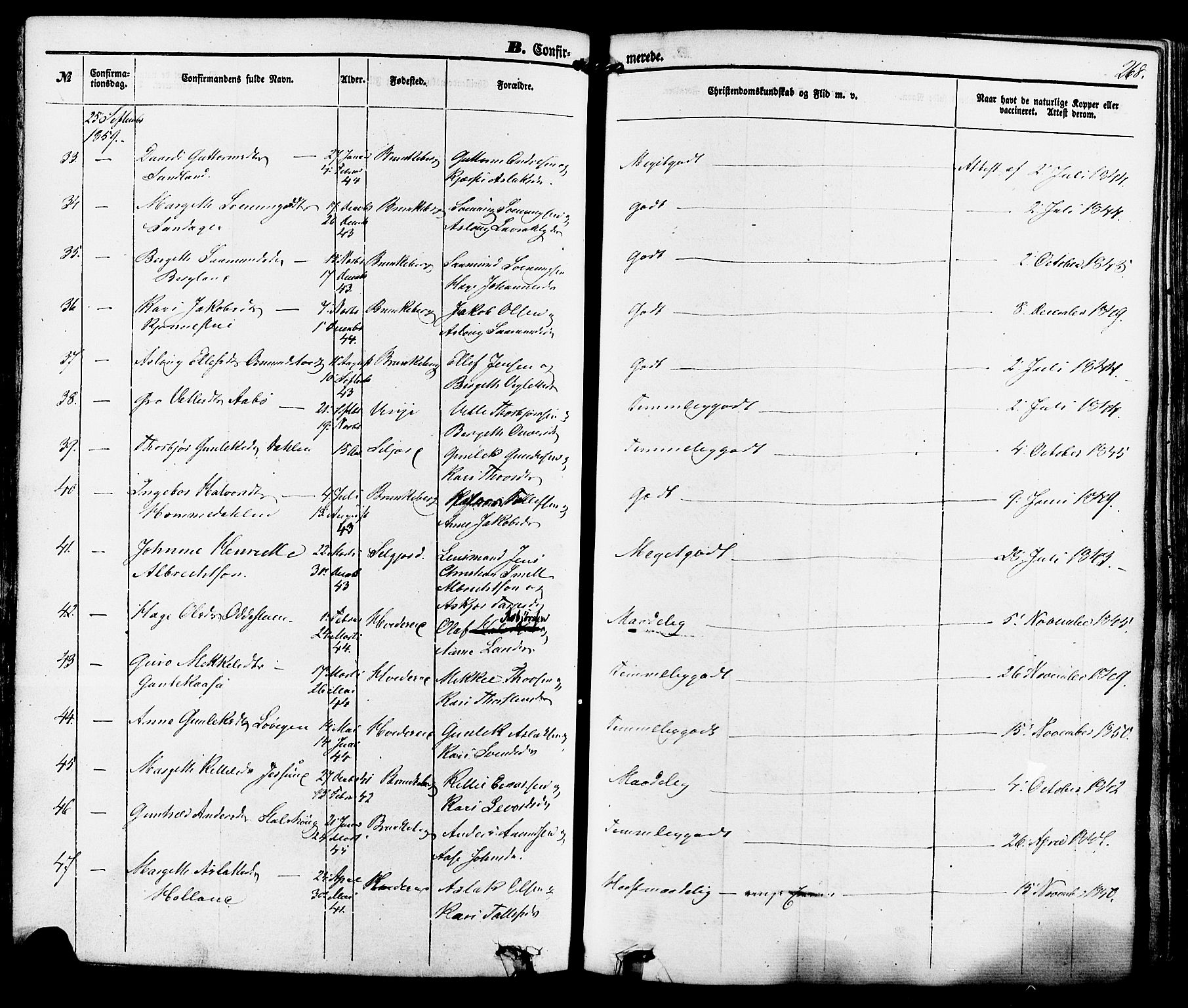 Kviteseid kirkebøker, AV/SAKO-A-276/F/Fa/L0007: Parish register (official) no. I 7, 1859-1881, p. 268