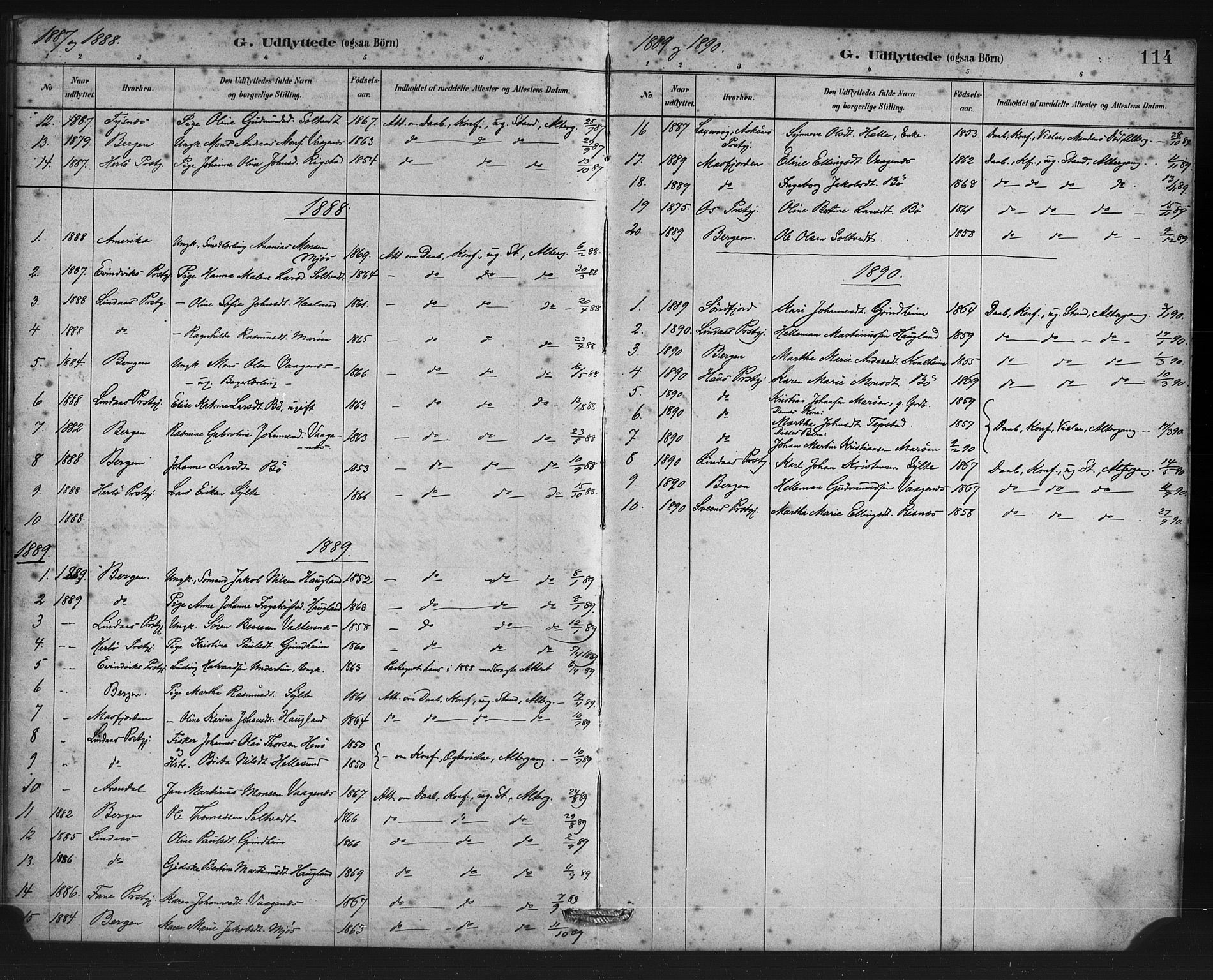 Manger sokneprestembete, SAB/A-76801/H/Haa: Parish register (official) no. C 1, 1881-1890, p. 114