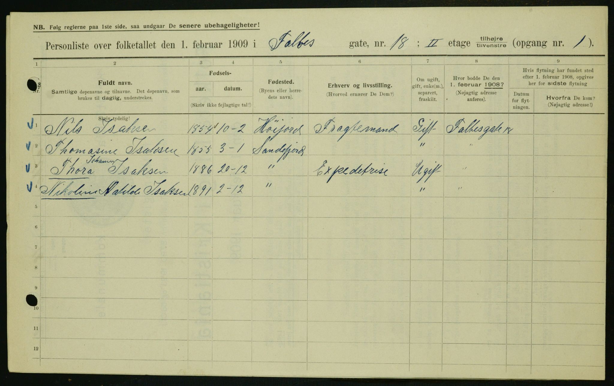 OBA, Municipal Census 1909 for Kristiania, 1909, p. 20963