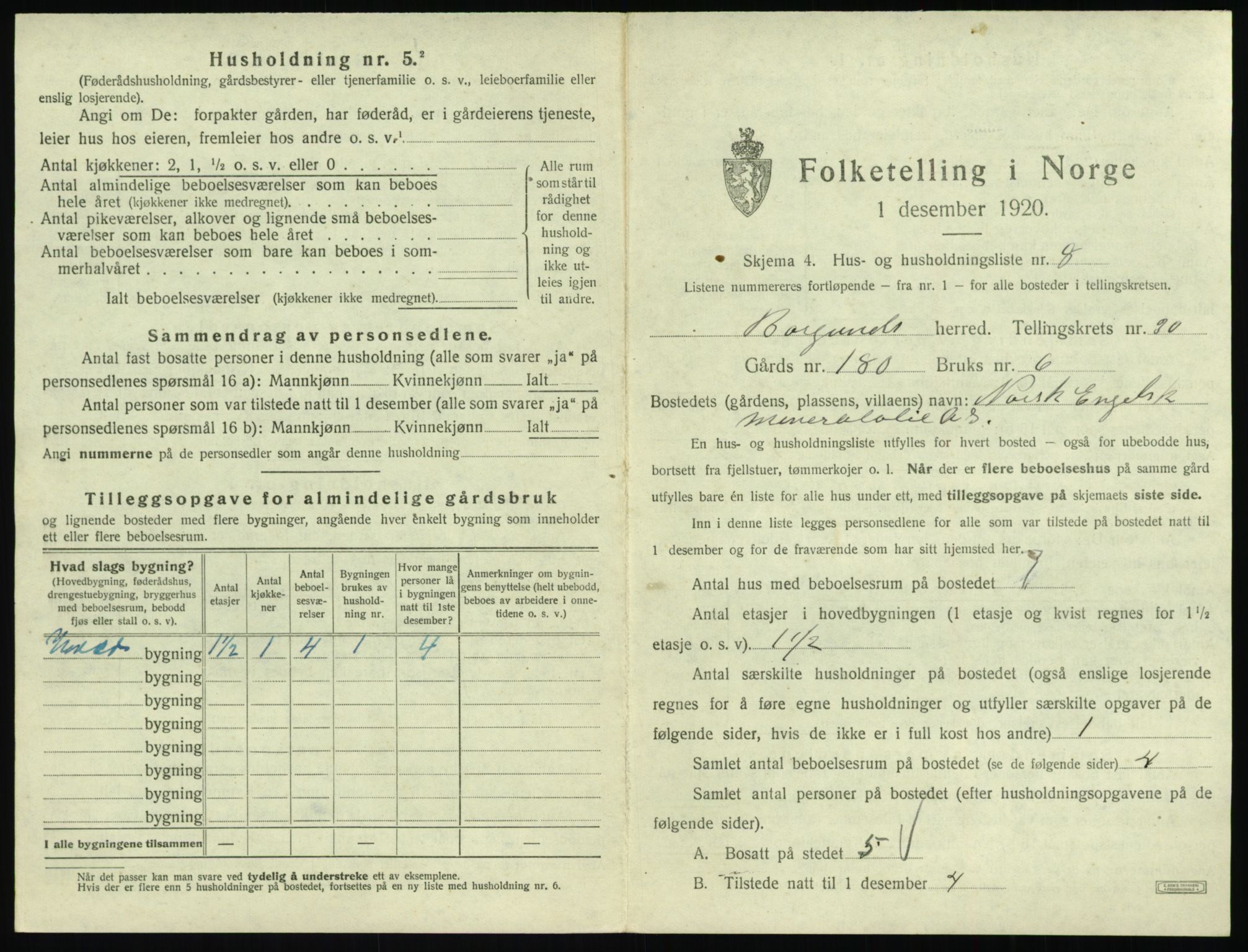 SAT, 1920 census for Borgund, 1920, p. 2388