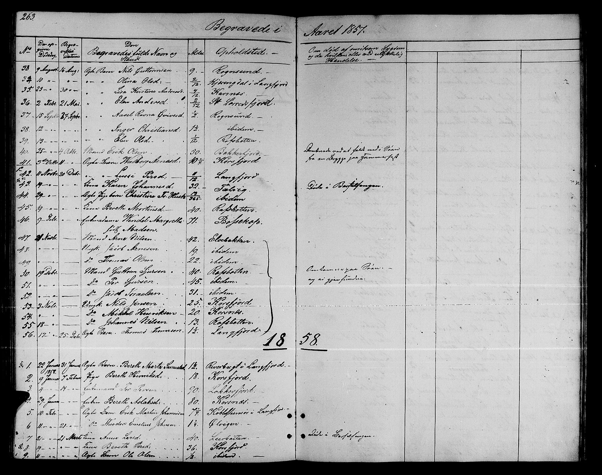 Talvik sokneprestkontor, SATØ/S-1337/H/Hb/L0001klokker: Parish register (copy) no. 1, 1847-1863, p. 263