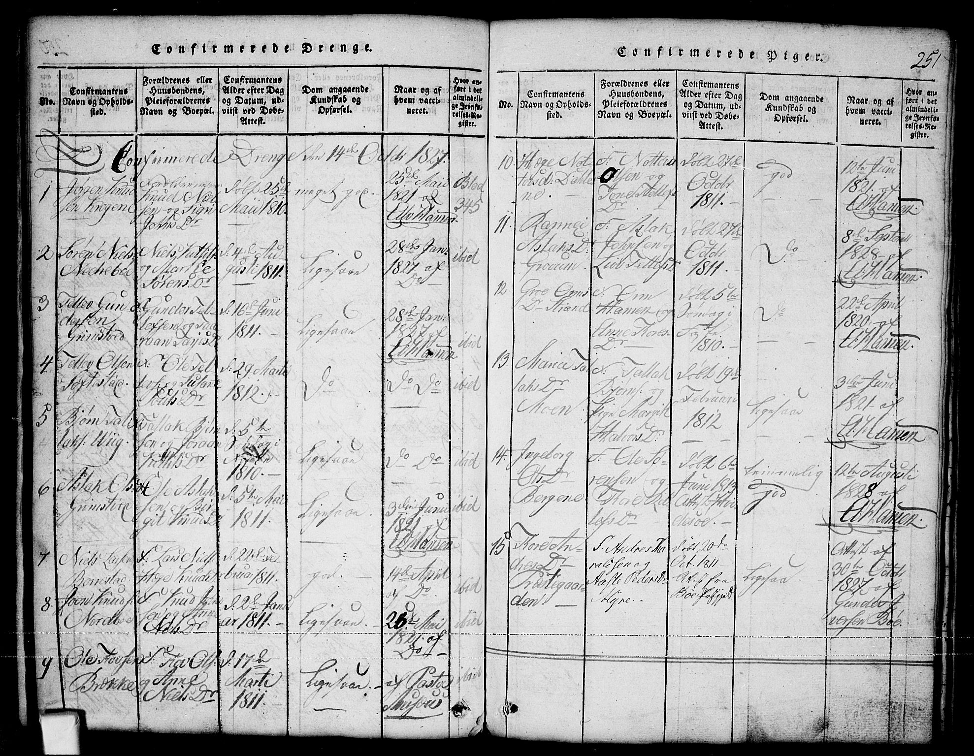Nissedal kirkebøker, SAKO/A-288/G/Ga/L0001: Parish register (copy) no. I 1, 1814-1860, p. 251