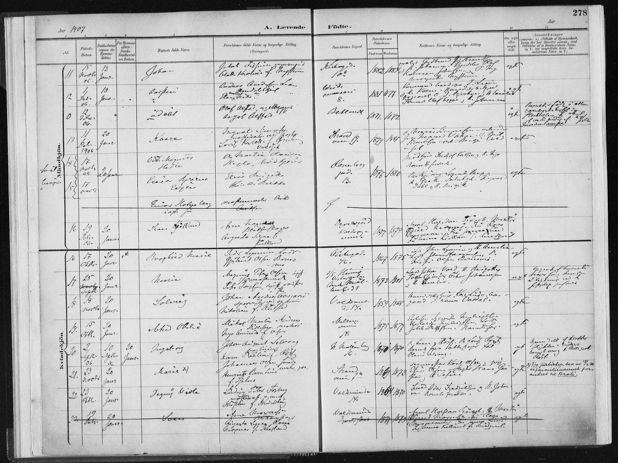 Ministerialprotokoller, klokkerbøker og fødselsregistre - Sør-Trøndelag, SAT/A-1456/604/L0200: Parish register (official) no. 604A20II, 1901-1908, p. 278