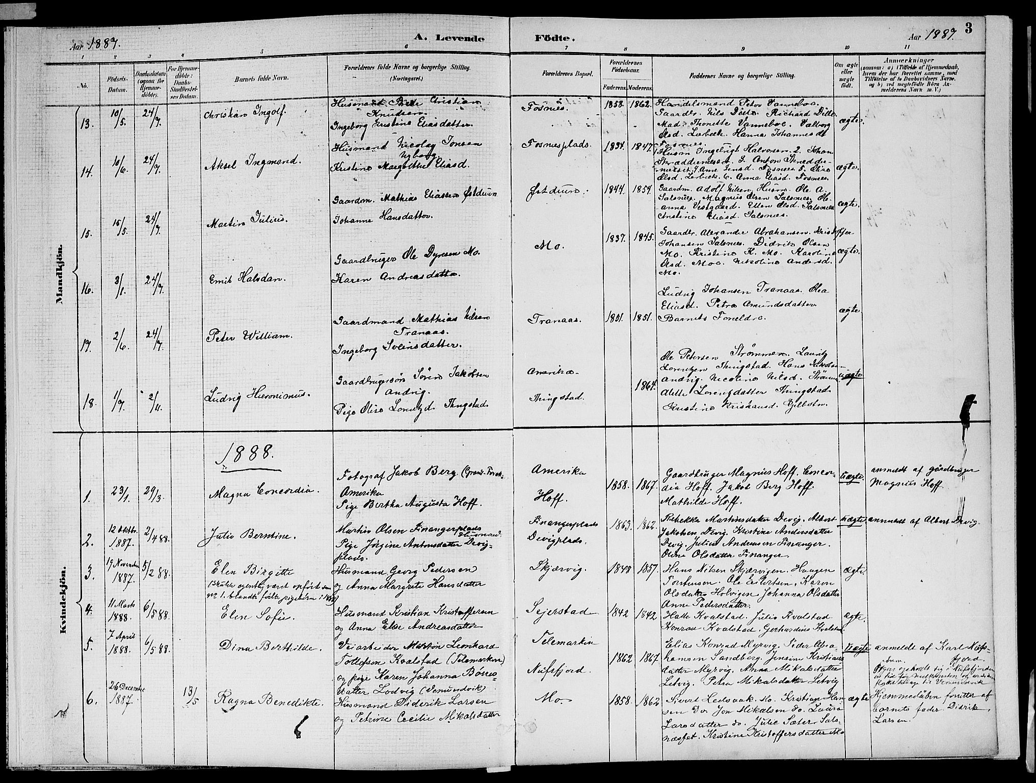 Ministerialprotokoller, klokkerbøker og fødselsregistre - Nord-Trøndelag, SAT/A-1458/773/L0617: Parish register (official) no. 773A08, 1887-1910, p. 3