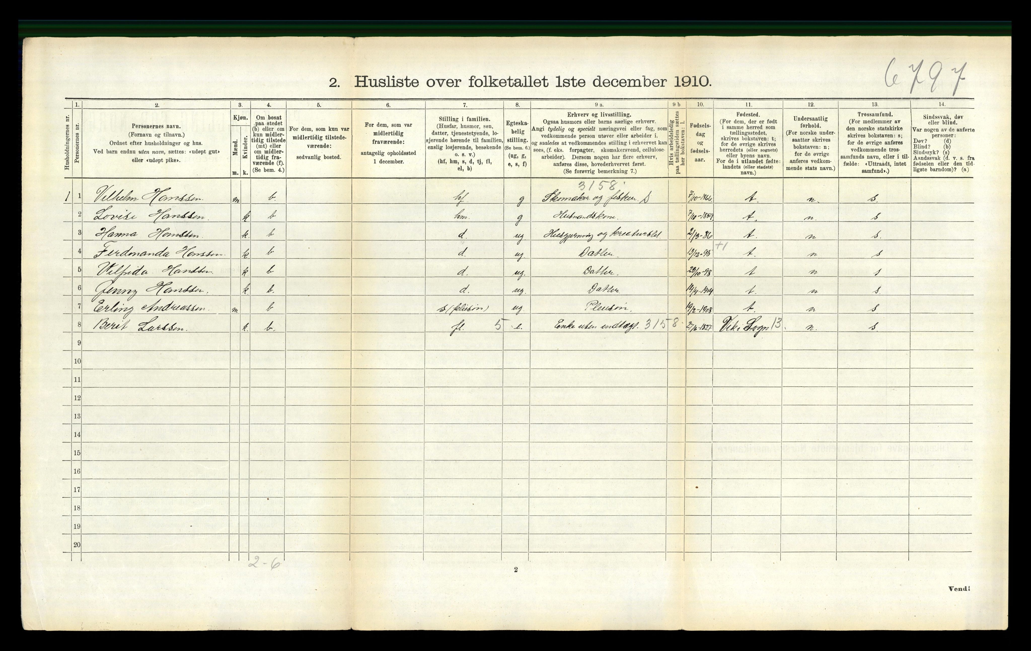 RA, 1910 census for Borge, 1910, p. 996