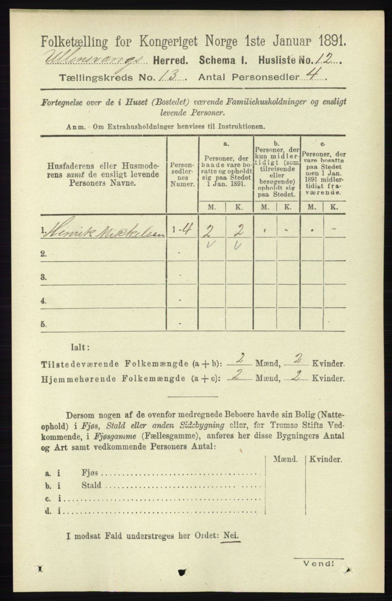 RA, 1891 census for 1230 Ullensvang, 1891, p. 5033