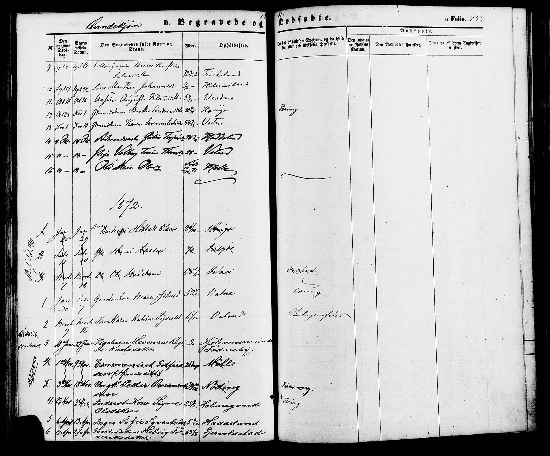 Holum sokneprestkontor, AV/SAK-1111-0022/F/Fa/Faa/L0006: Parish register (official) no. A 6, 1865-1883, p. 254