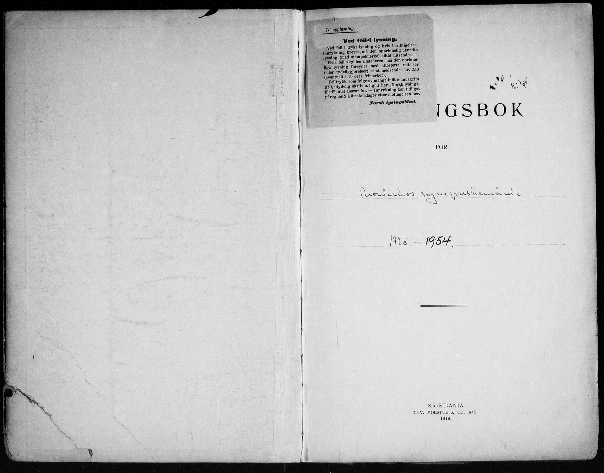Norderhov kirkebøker, SAKO/A-237/H/Ha/L0005: Banns register no. 5, 1938-1954